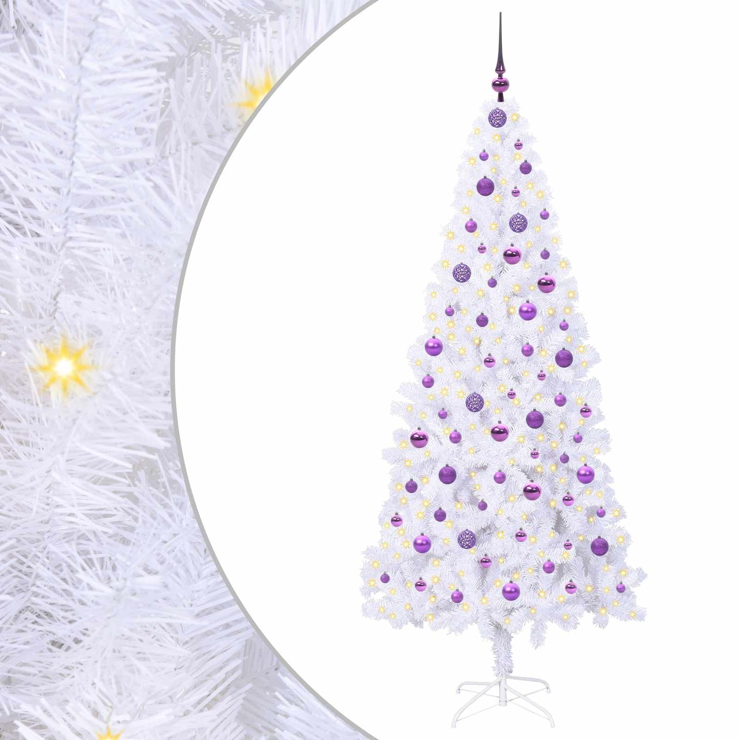 Kunstigt juletræ med 300 LED'er Hvid 210 cm PVC og Stål