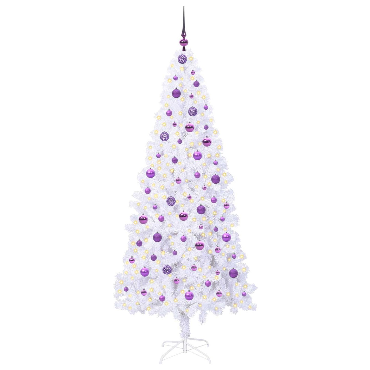 Kunstigt juletræ med 300 LED'er Hvid 210 cm PVC og Stål