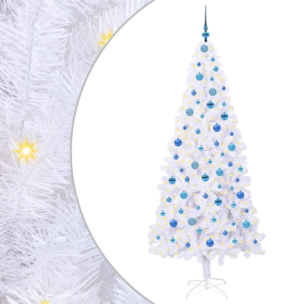Kunstigt juletræ med 300 LED'er Hvid 210 cm PVC og Stål