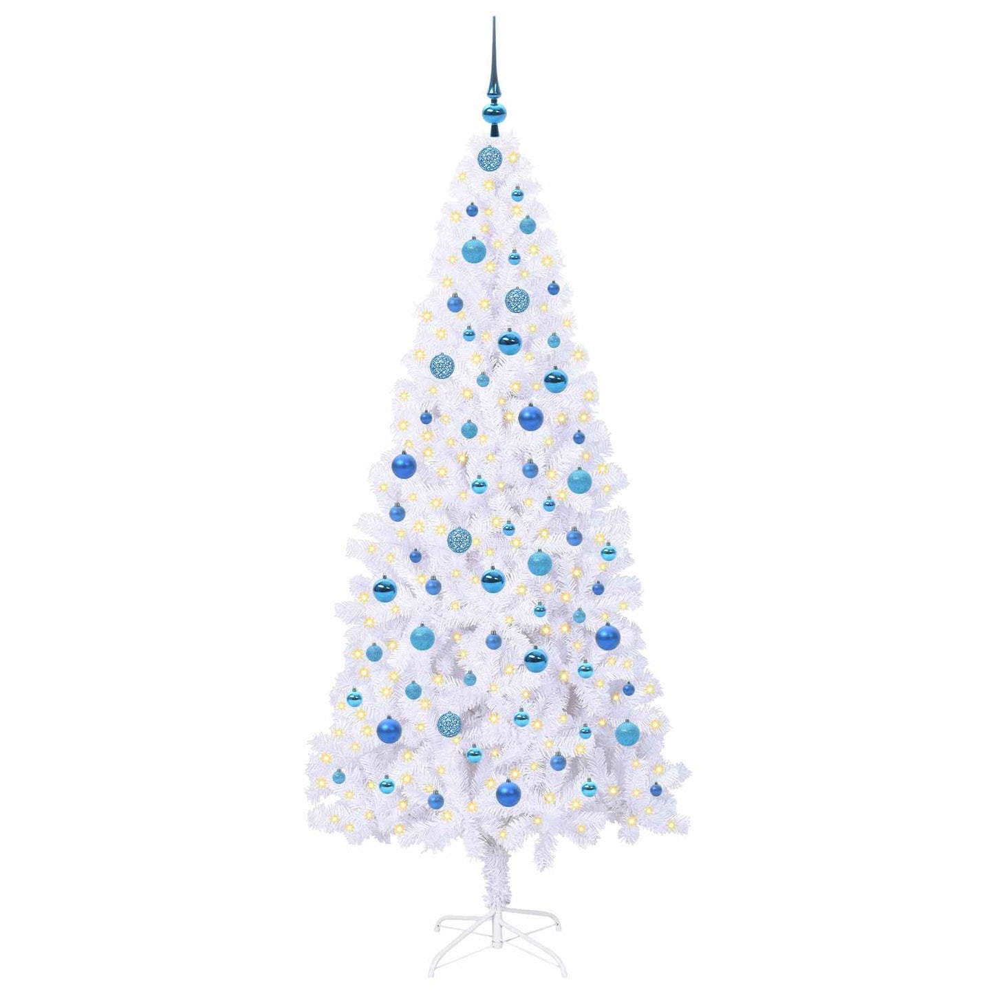 Kunstigt juletræ med 300 LED'er Hvid 210 cm PVC og Stål