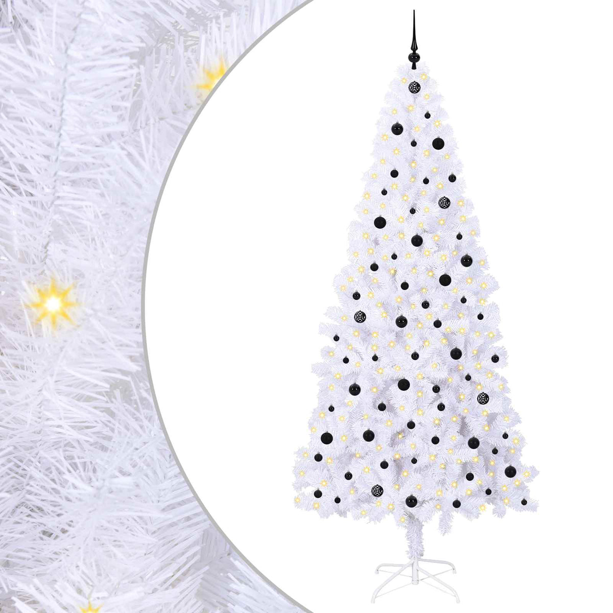 Kunstigt juletræ med 300 LED'er Hvid 240 cm PVC og Stål