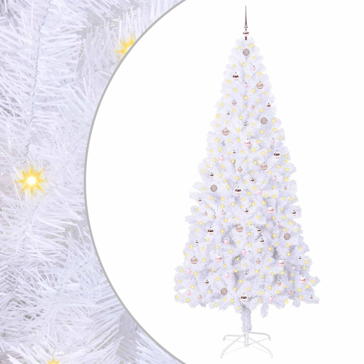 Kunstigt juletræ med 300 LED'er Hvid 240 cm PVC og Stål