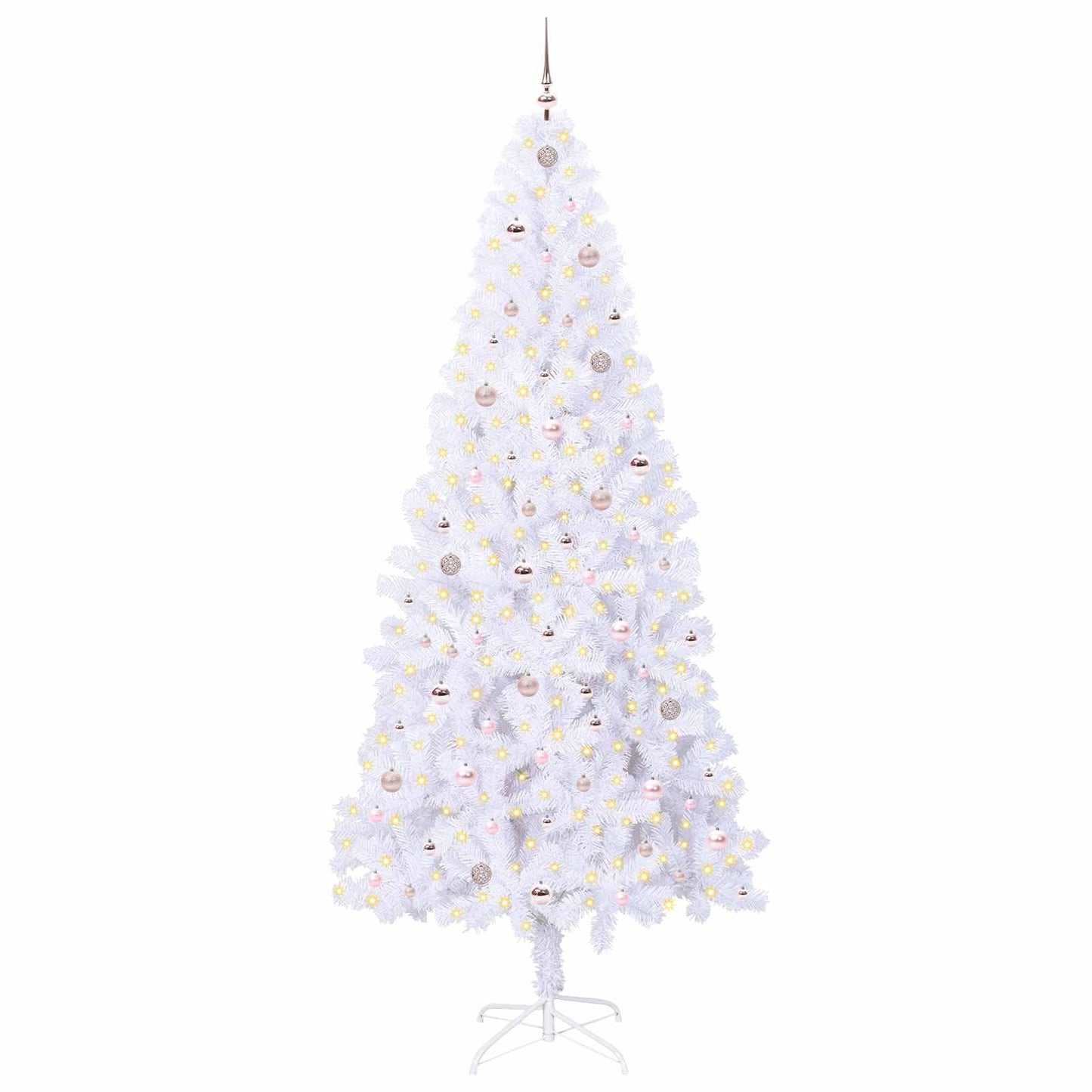Kunstigt juletræ med 300 LED'er Hvid 240 cm PVC og Stål
