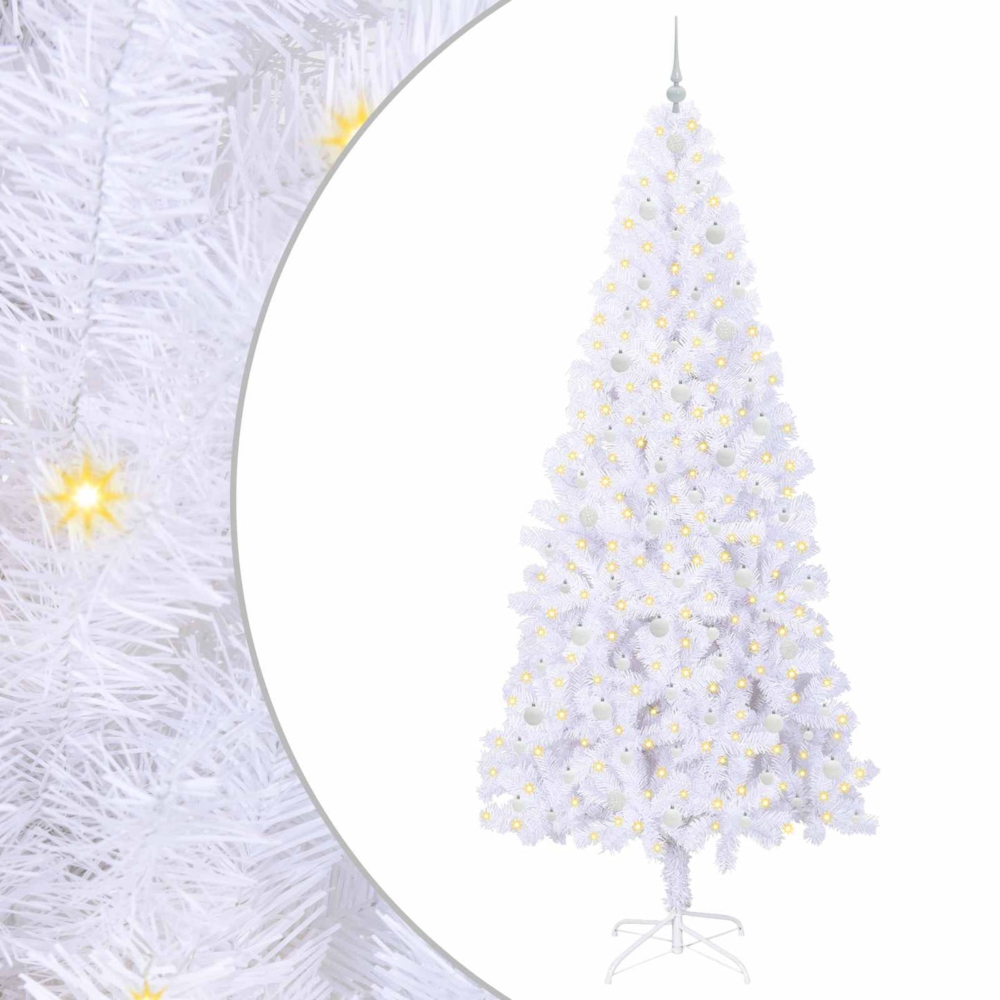 Kunstigt juletræ med 300 LED'er Hvid 240 cm PVC og Stål