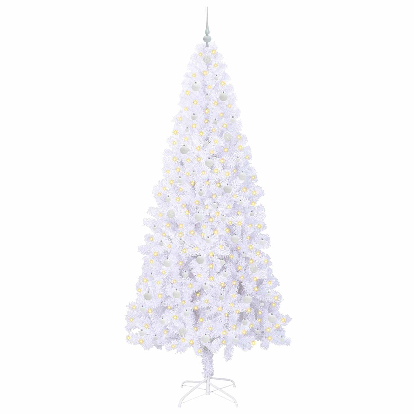 Kunstigt juletræ med 300 LED'er Hvid 240 cm PVC og Stål
