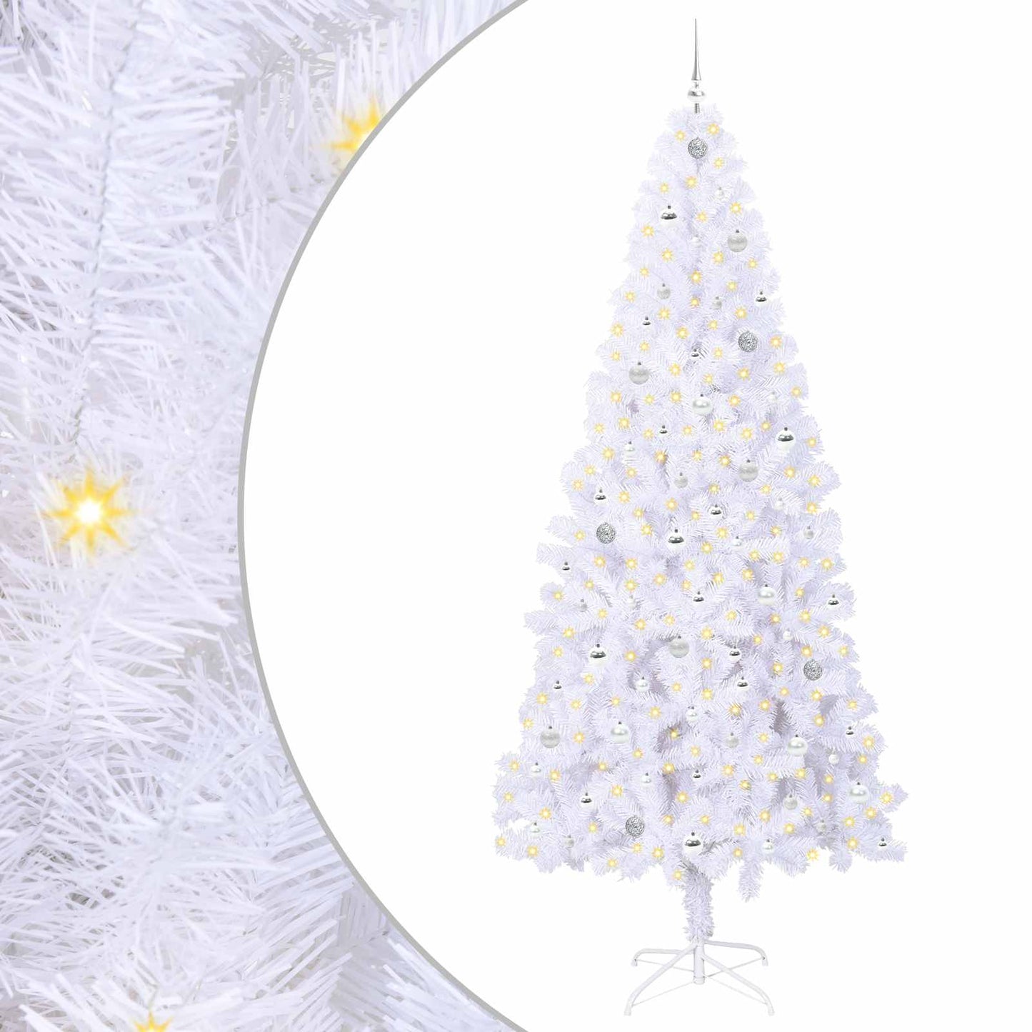 Kunstigt juletræ med 300 LED'er Hvid 240 cm PVC og Stål