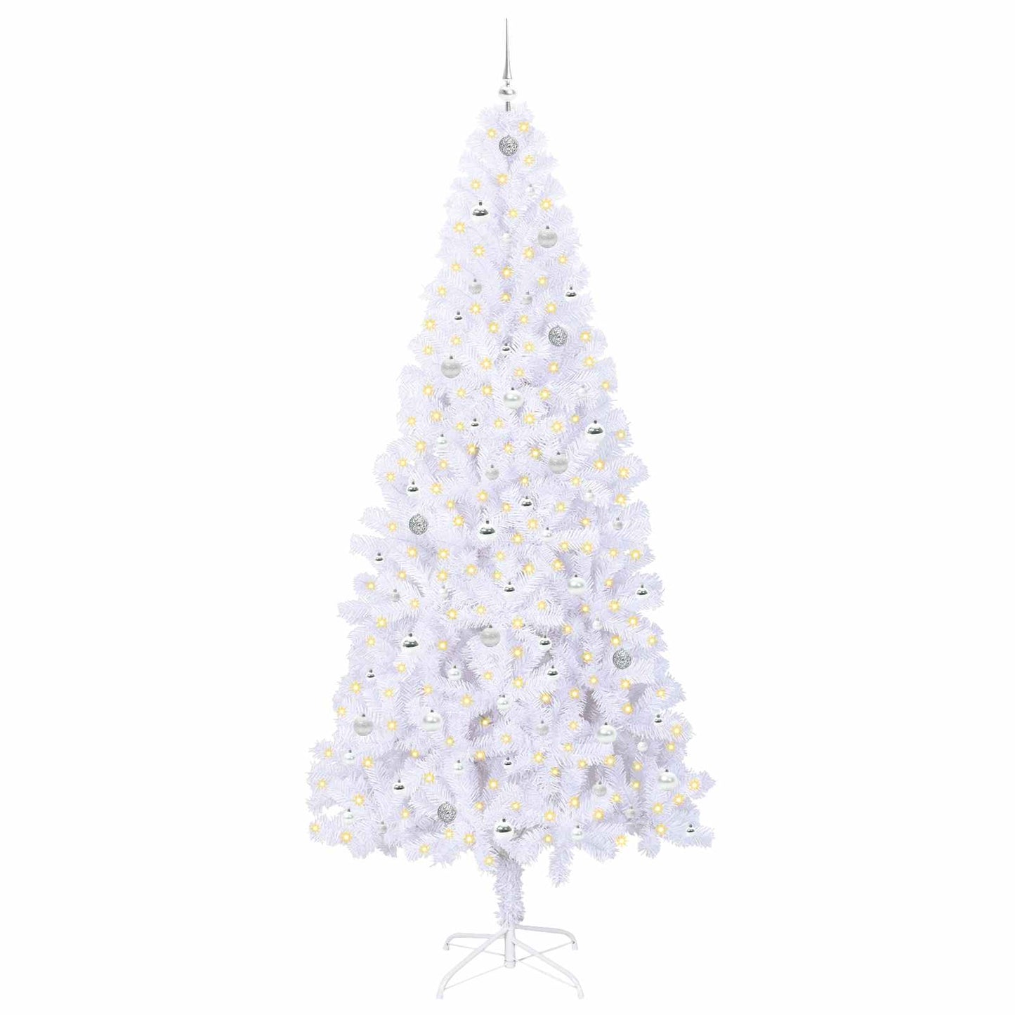 Kunstigt juletræ med 300 LED'er Hvid 240 cm PVC og Stål