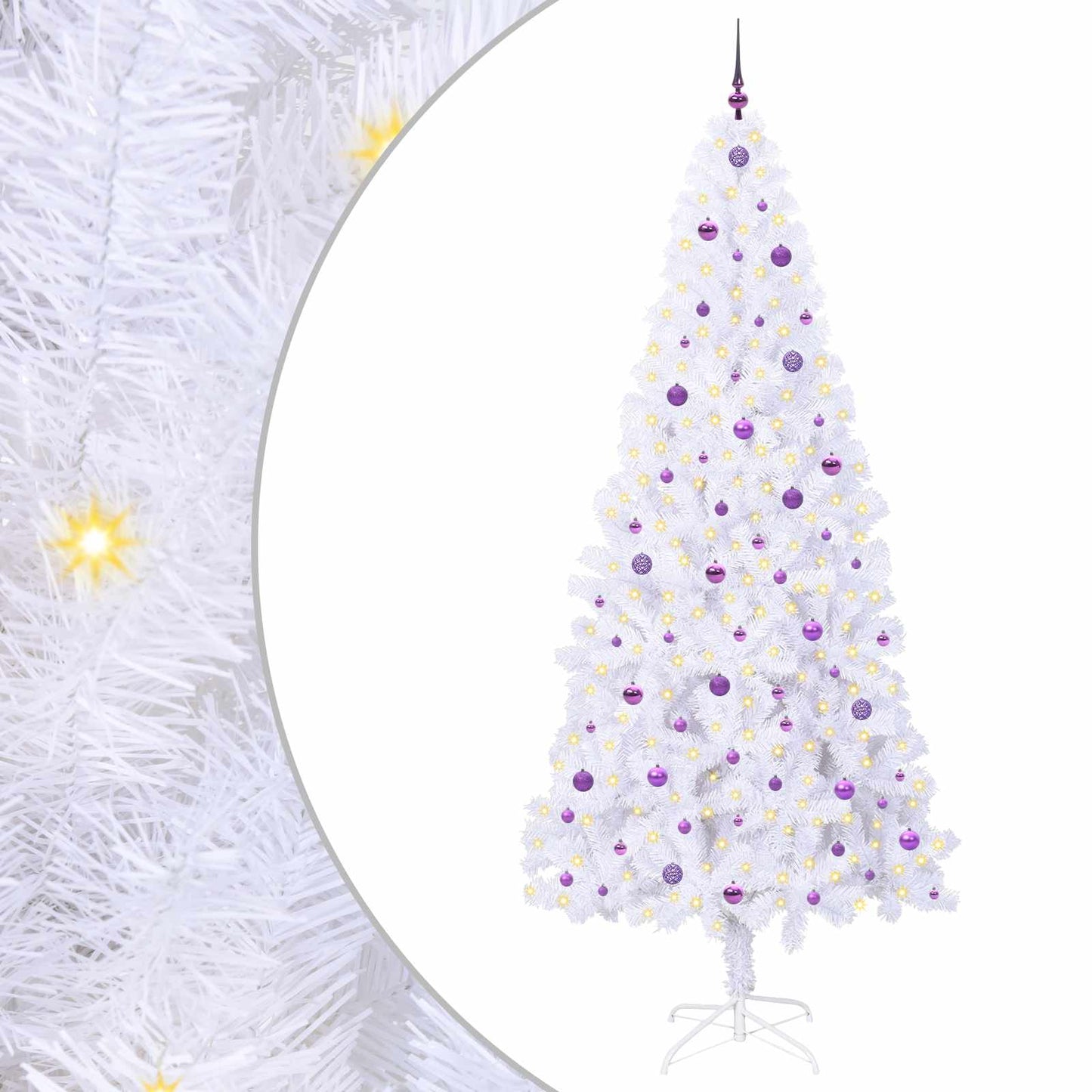 Kunstigt juletræ med 300 LED'er Hvid 240 cm PVC og Stål