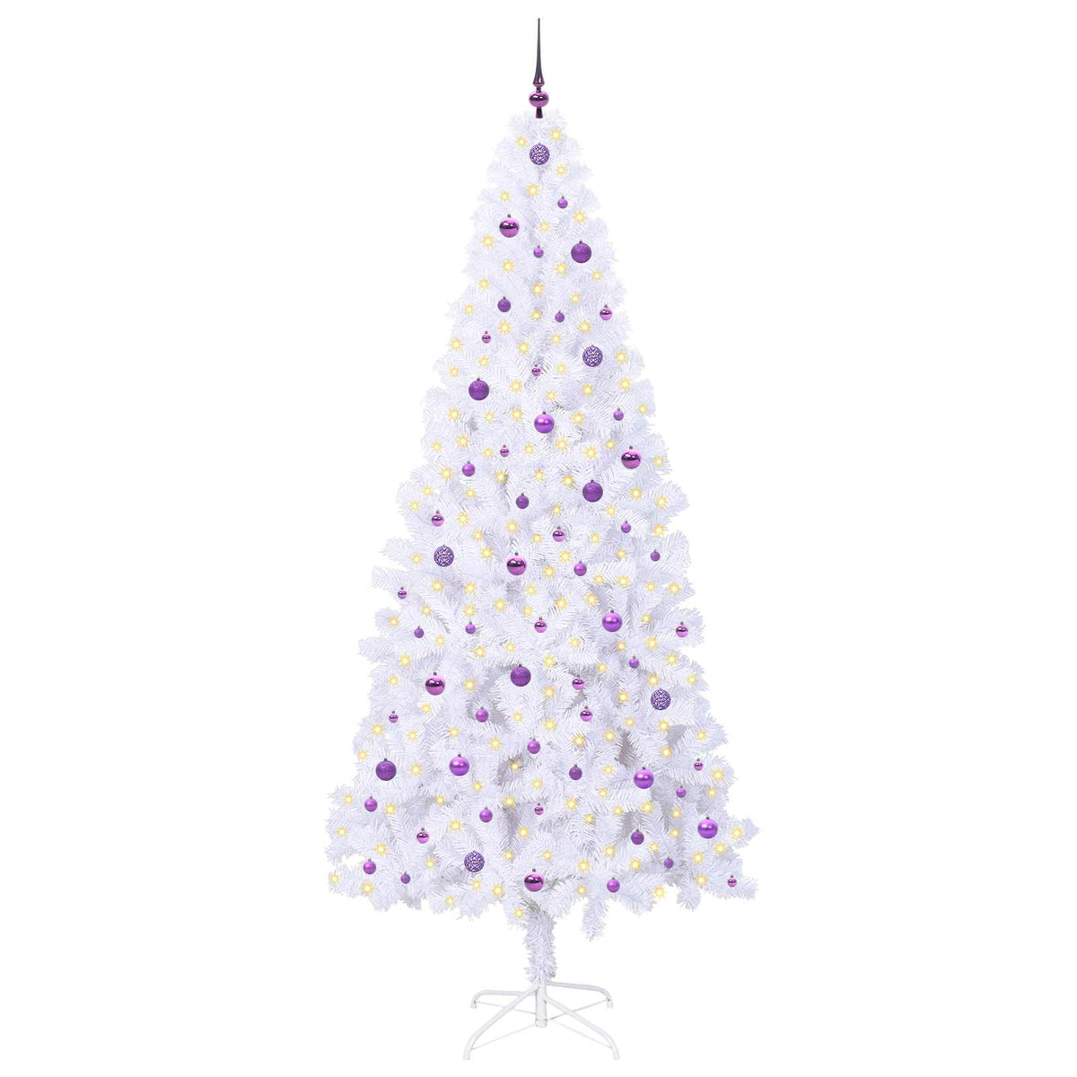 Kunstigt juletræ med 300 LED'er Hvid 240 cm PVC og Stål