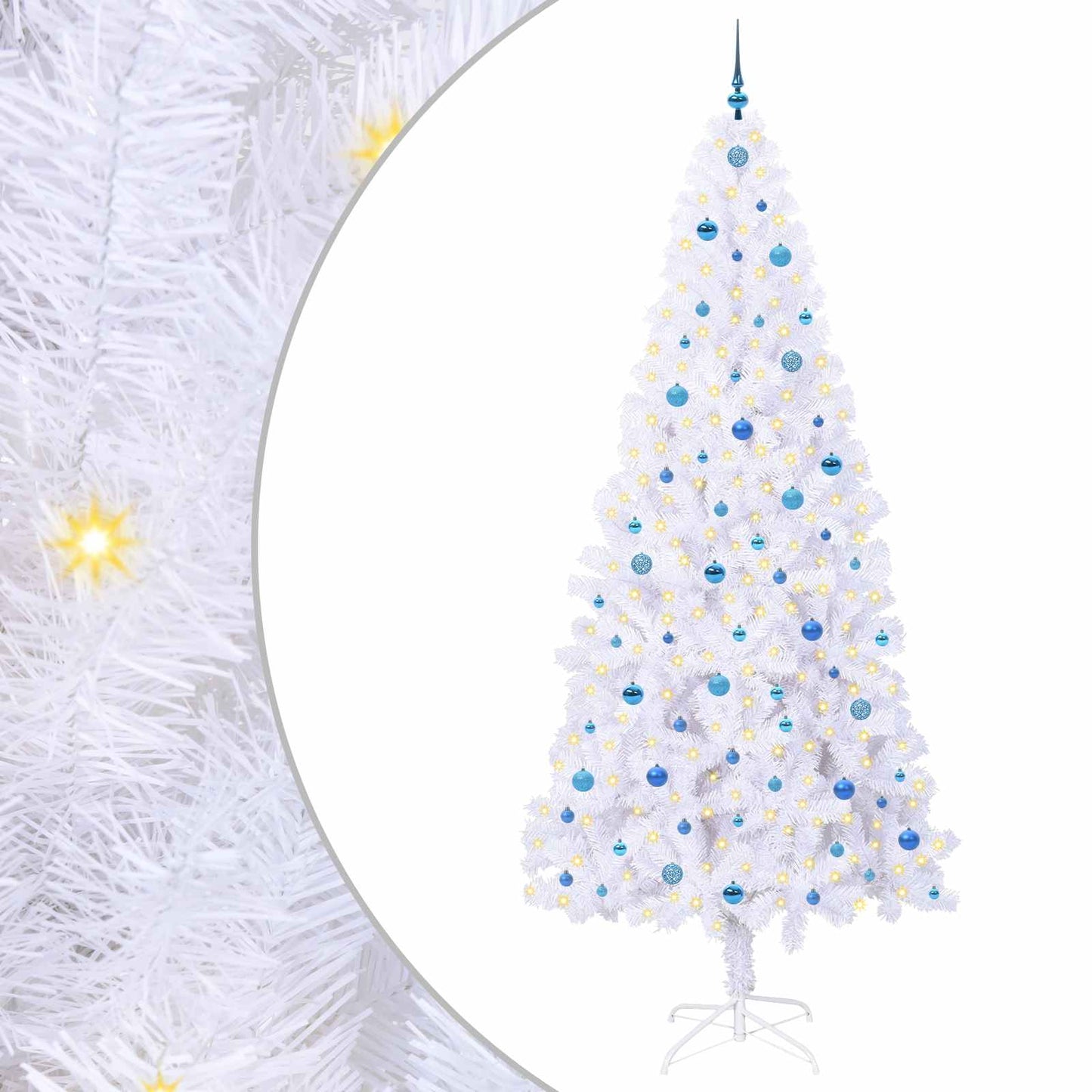 Kunstigt juletræ med 300 LED'er Hvid 240 cm PVC og Stål