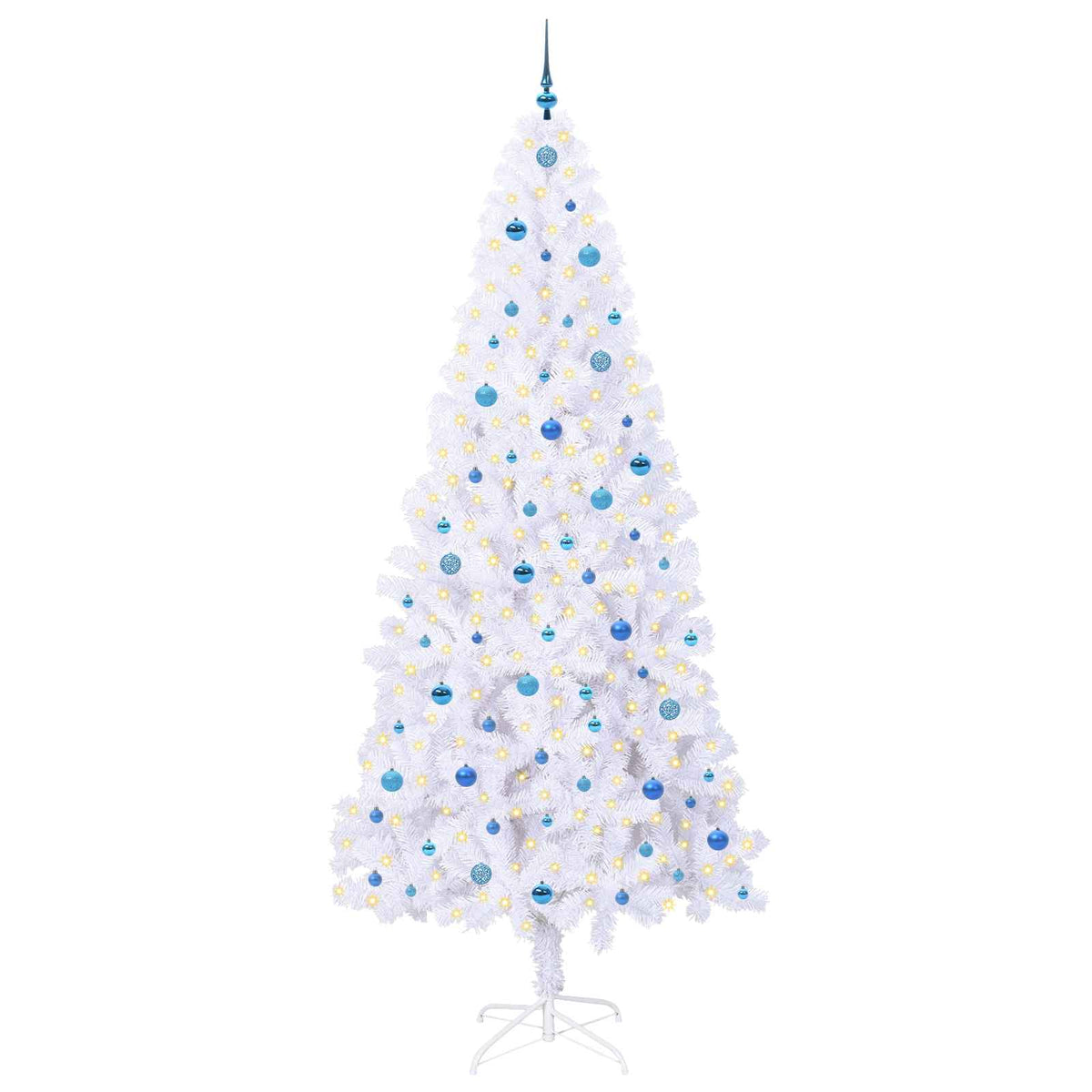 Kunstigt juletræ med 300 LED'er Hvid 240 cm PVC og Stål