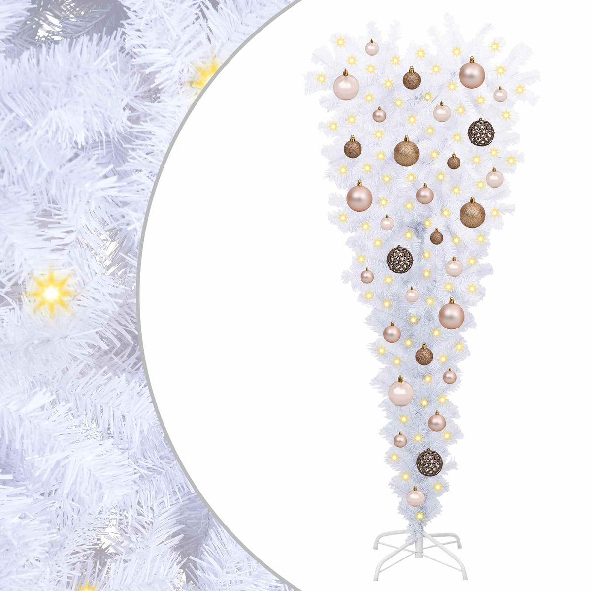 Kunstigt juletræ med 150 LED'er Hvid 120 cm PVC og Stål