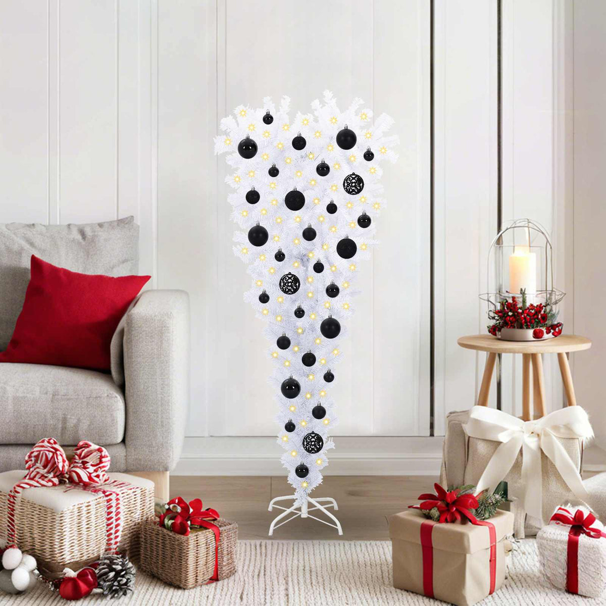 Kunstigt juletræ med 150 LED'er Hvid 120 cm PVC og Stål