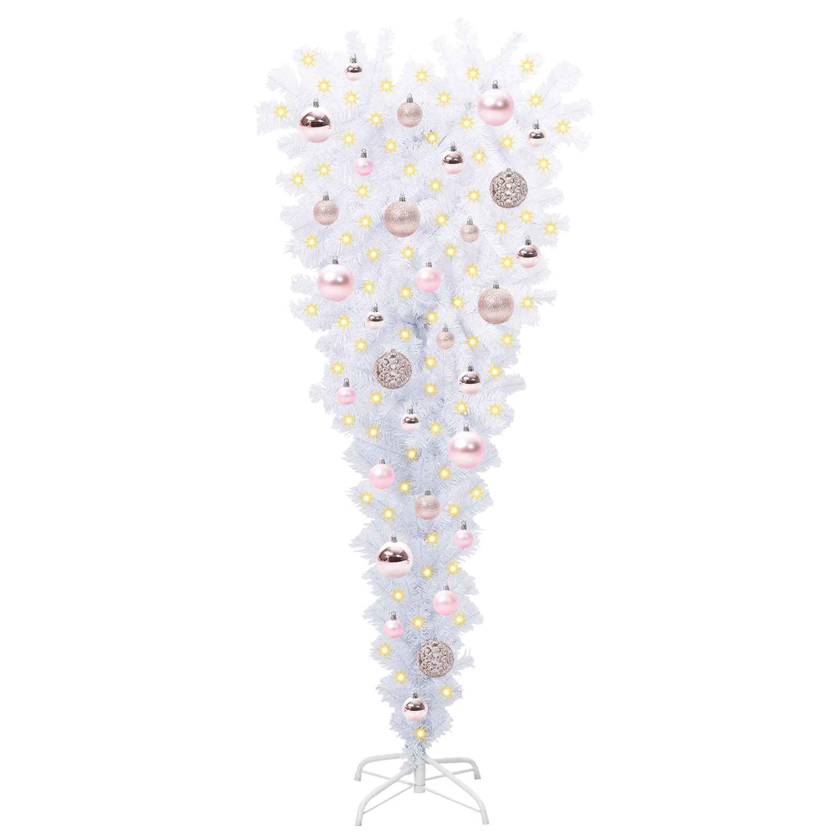 Kunstigt juletræ med 150 LED'er Hvid 120 cm PVC og Stål