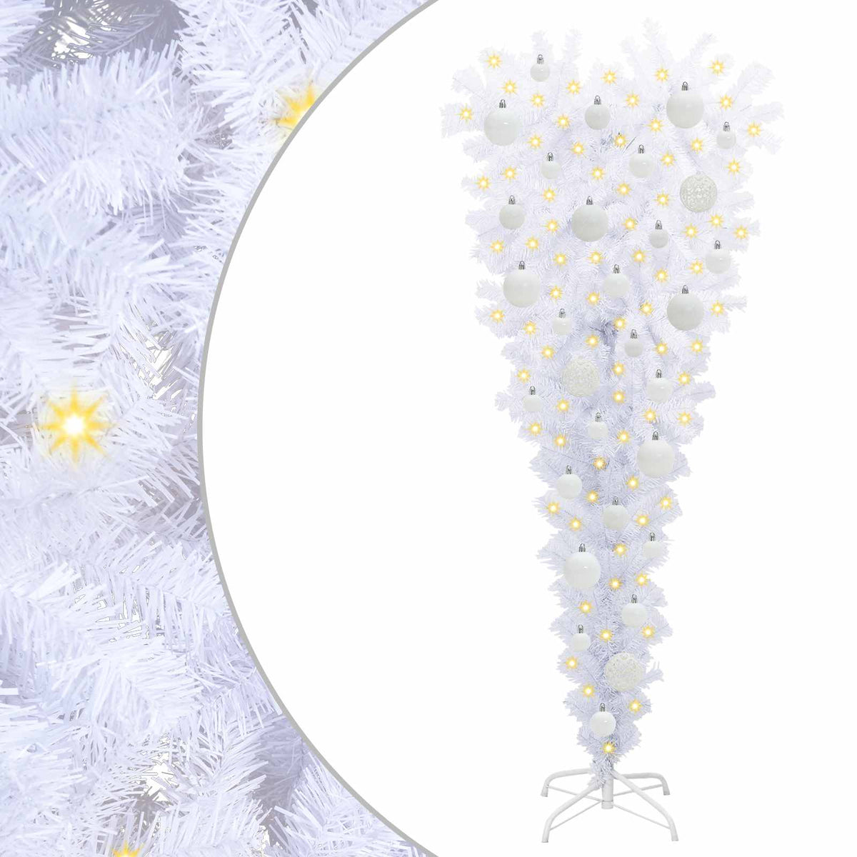 Kunstigt juletræ med 150 LED'er Hvid 120 cm PVC og Stål