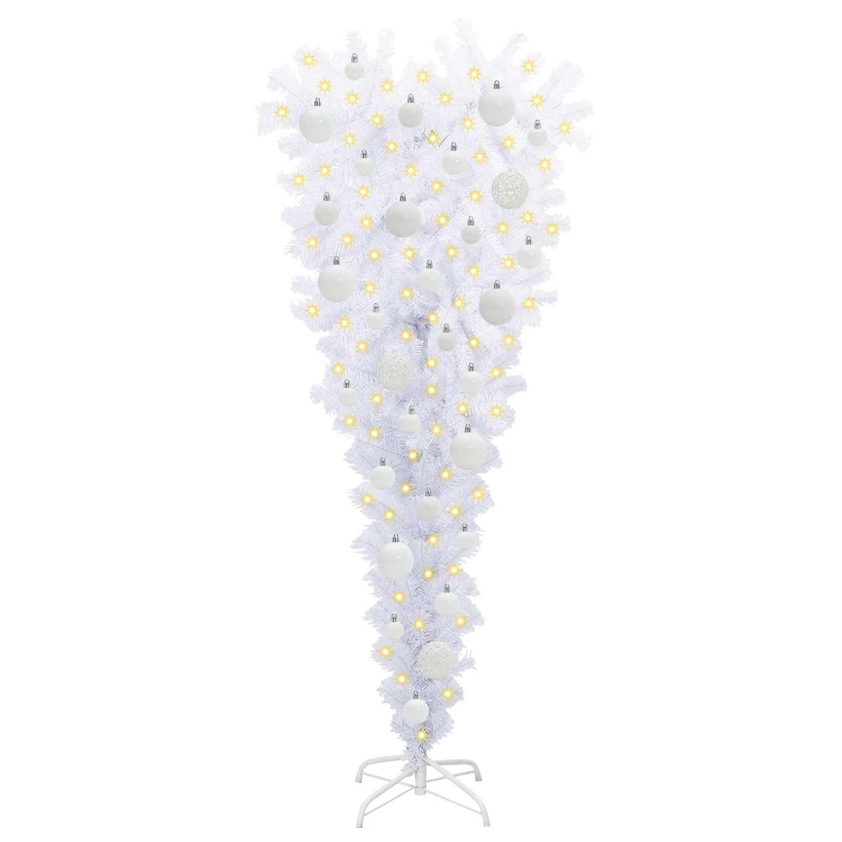 Kunstigt juletræ med 150 LED'er Hvid 120 cm PVC og Stål