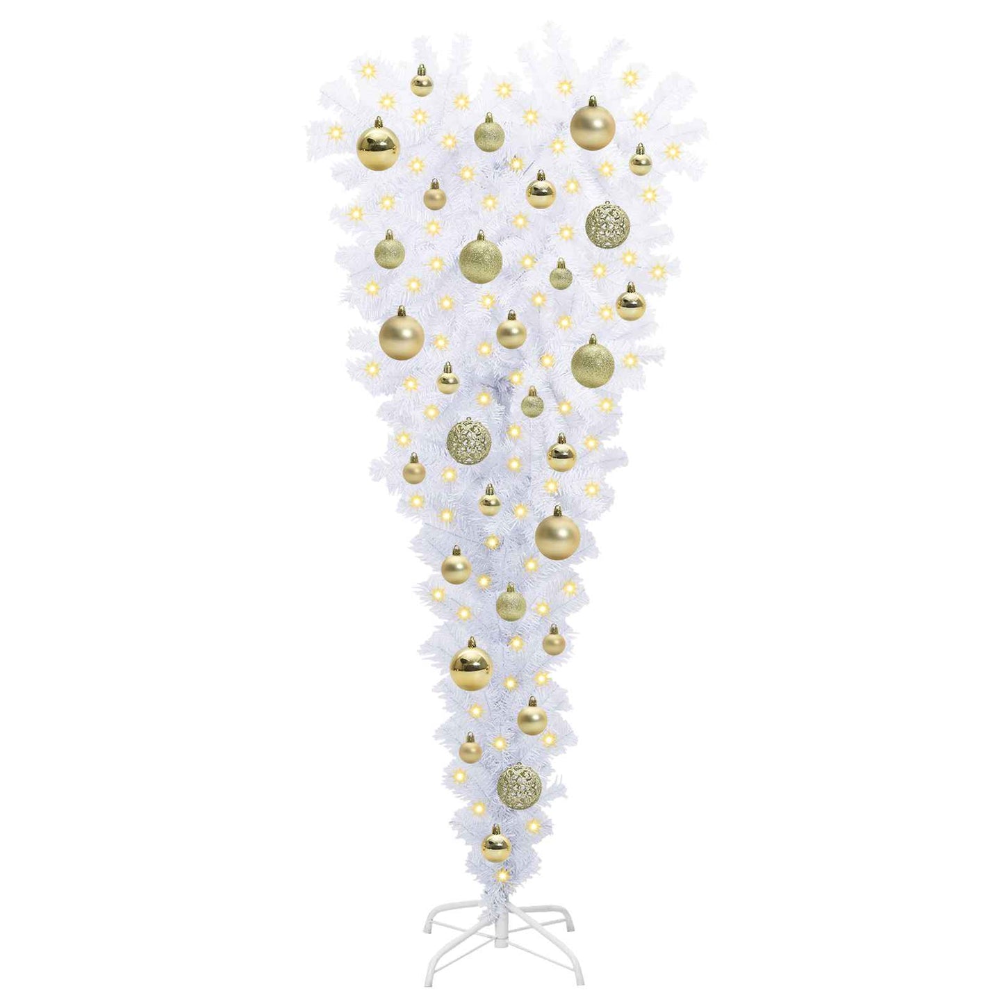 Kunstigt juletræ med 150 LED'er Hvid 120 cm PVC og Stål