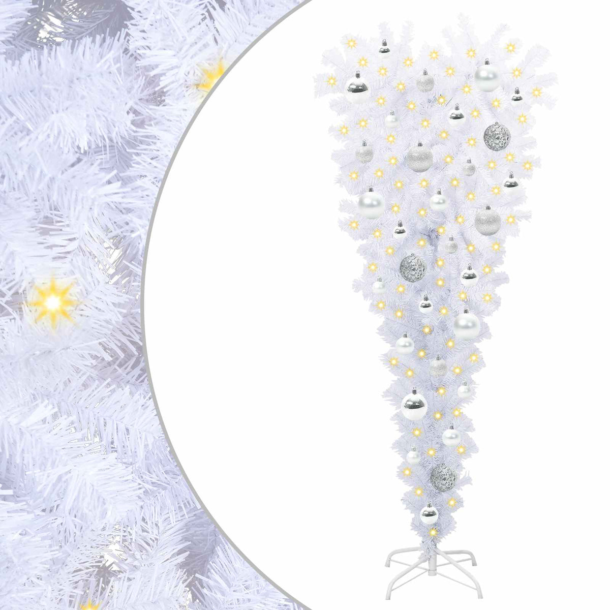 Kunstigt juletræ med 150 LED'er Hvid 120 cm PVC og Stål