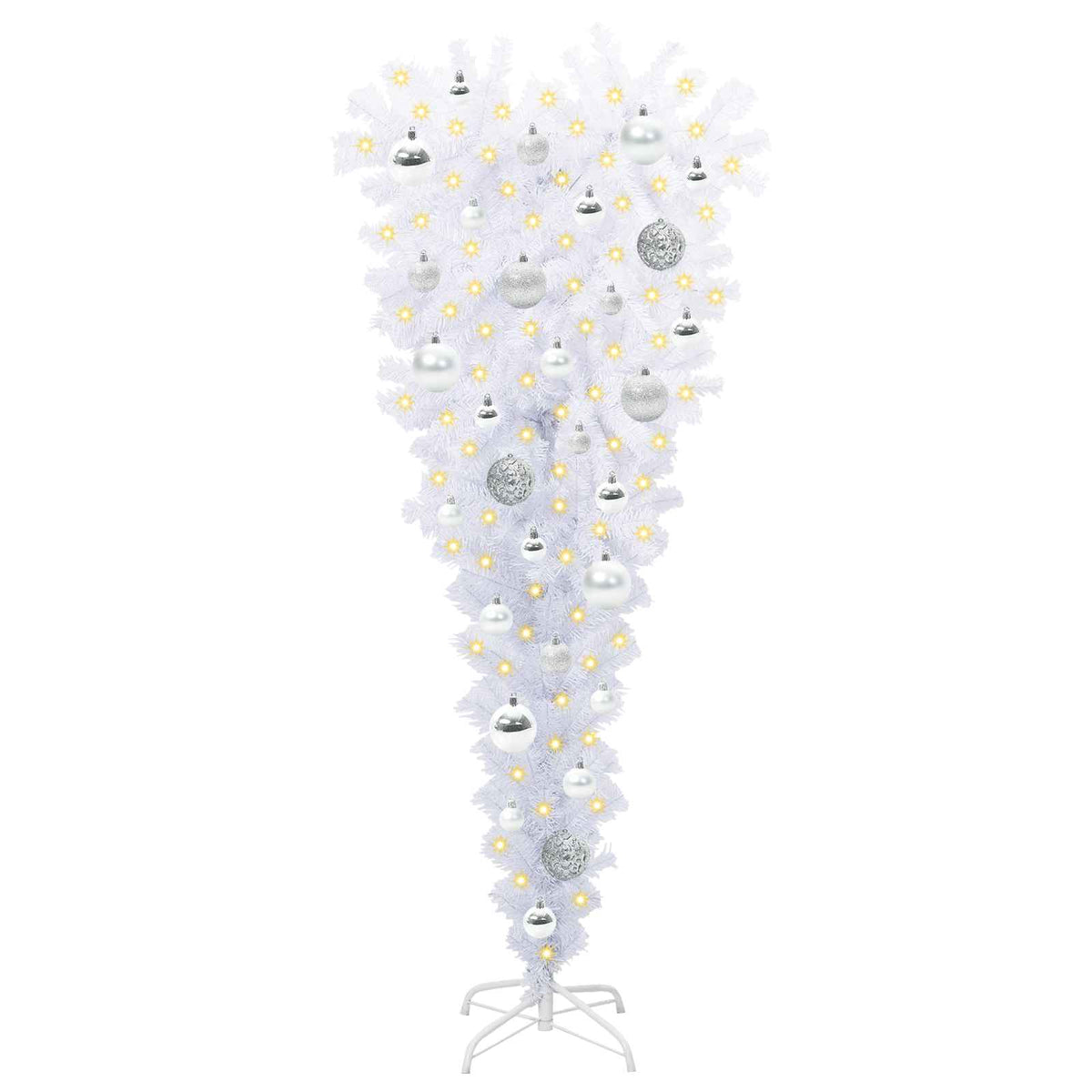 Kunstigt juletræ med 150 LED'er Hvid 120 cm PVC og Stål