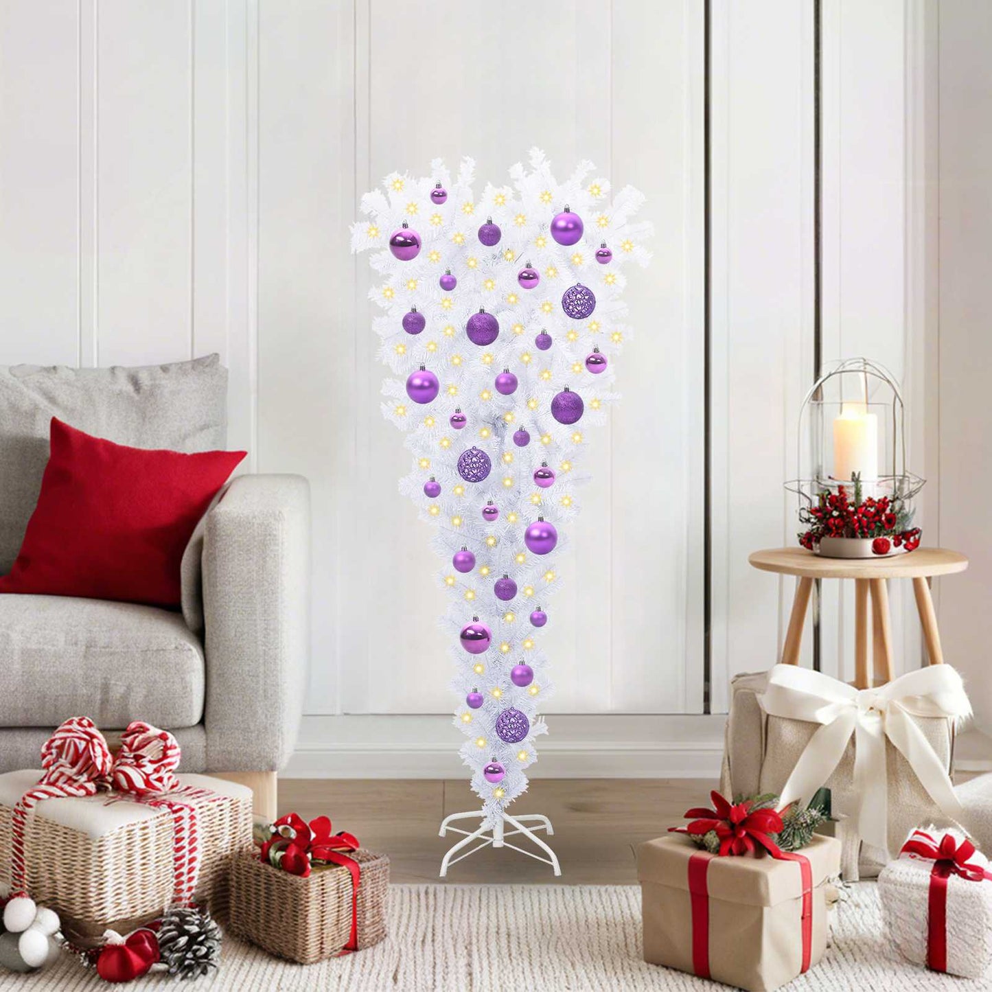 Kunstigt juletræ med 150 LED'er Hvid 120 cm PVC og Stål