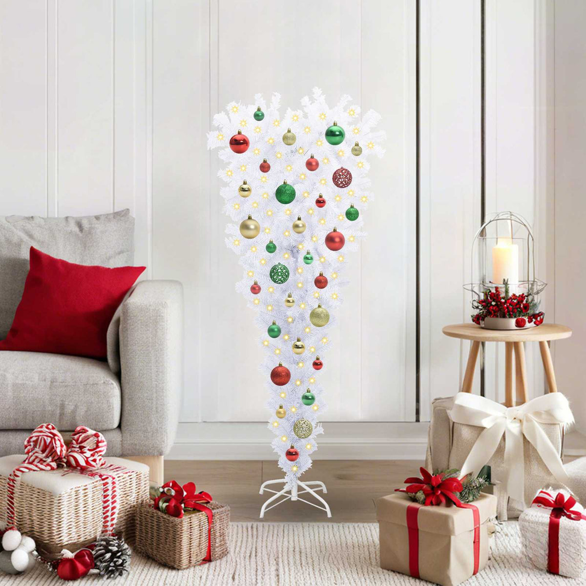 Kunstigt juletræ med 150 LED'er Hvid 120 cm PVC og Stål