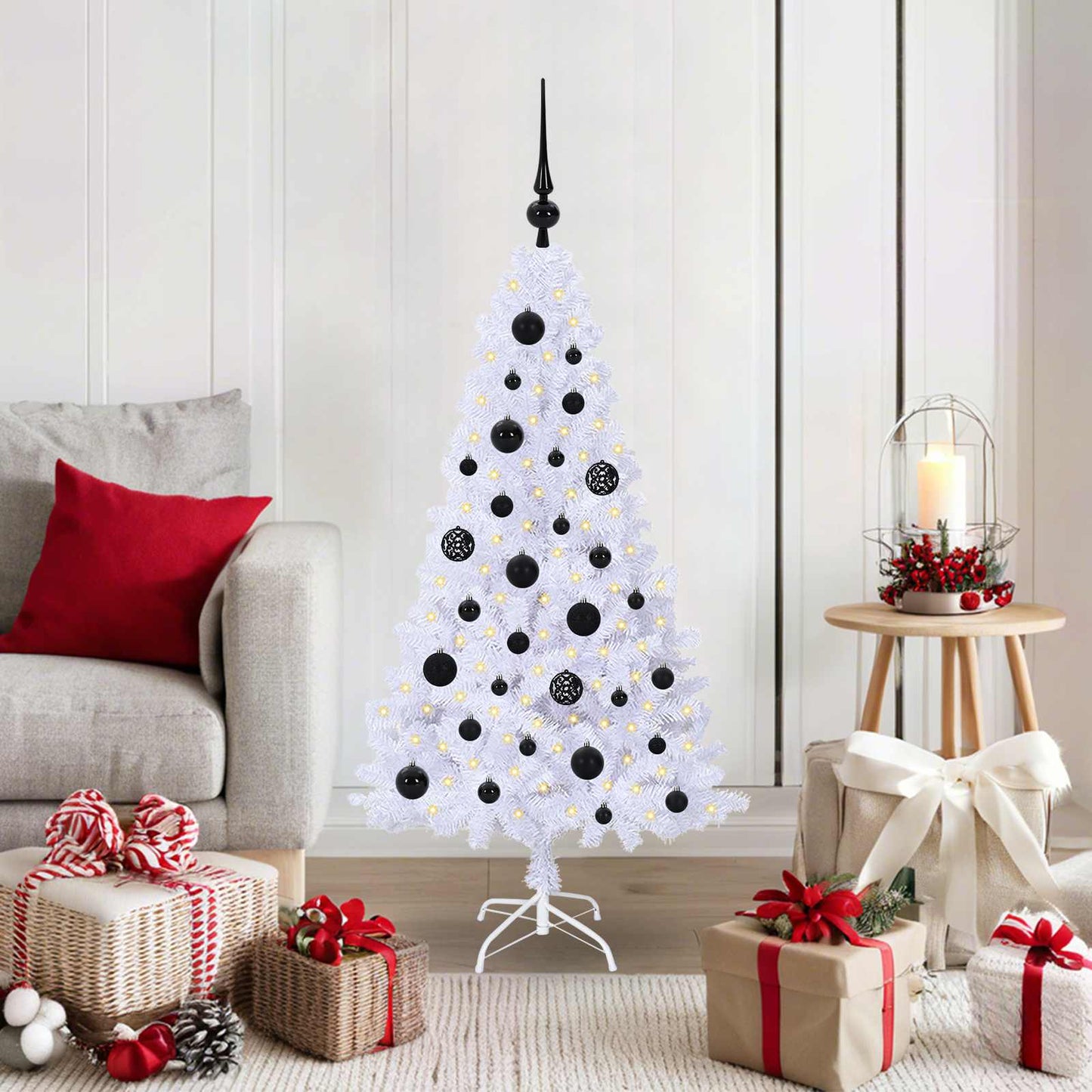 Kunstigt juletræ Hvid 120 cm PVC og Stål
