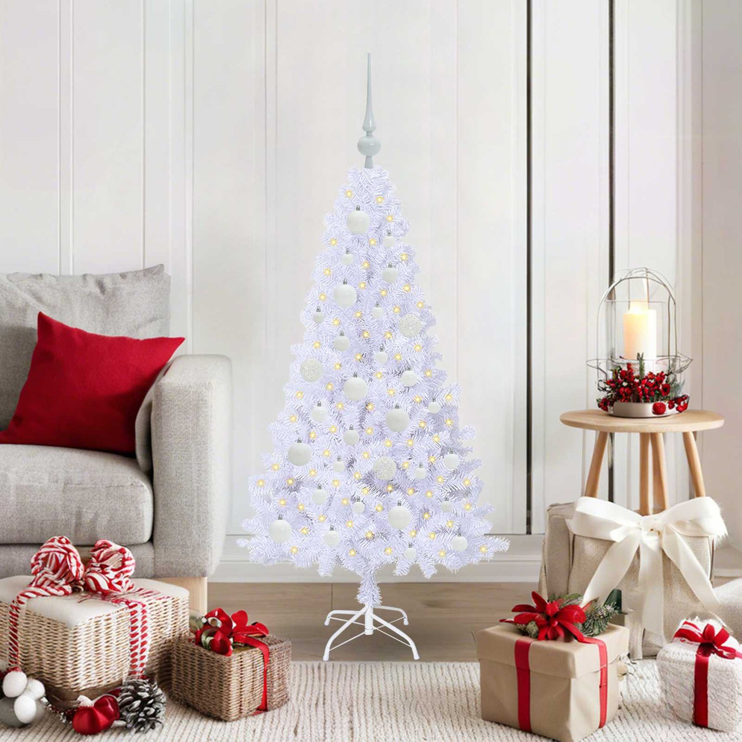 Kunstigt juletræ Hvid 120 cm PVC og Stål