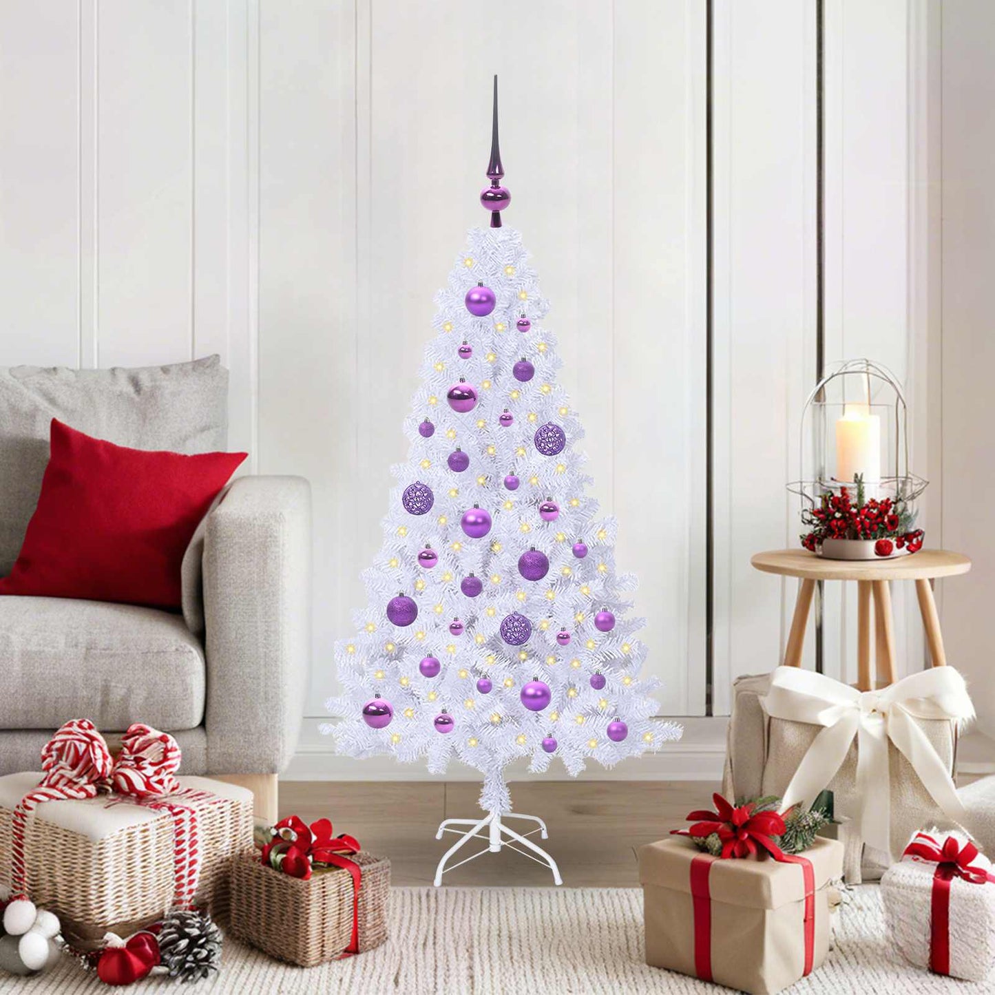 Kunstigt juletræ Hvid 120 cm PVC og Stål