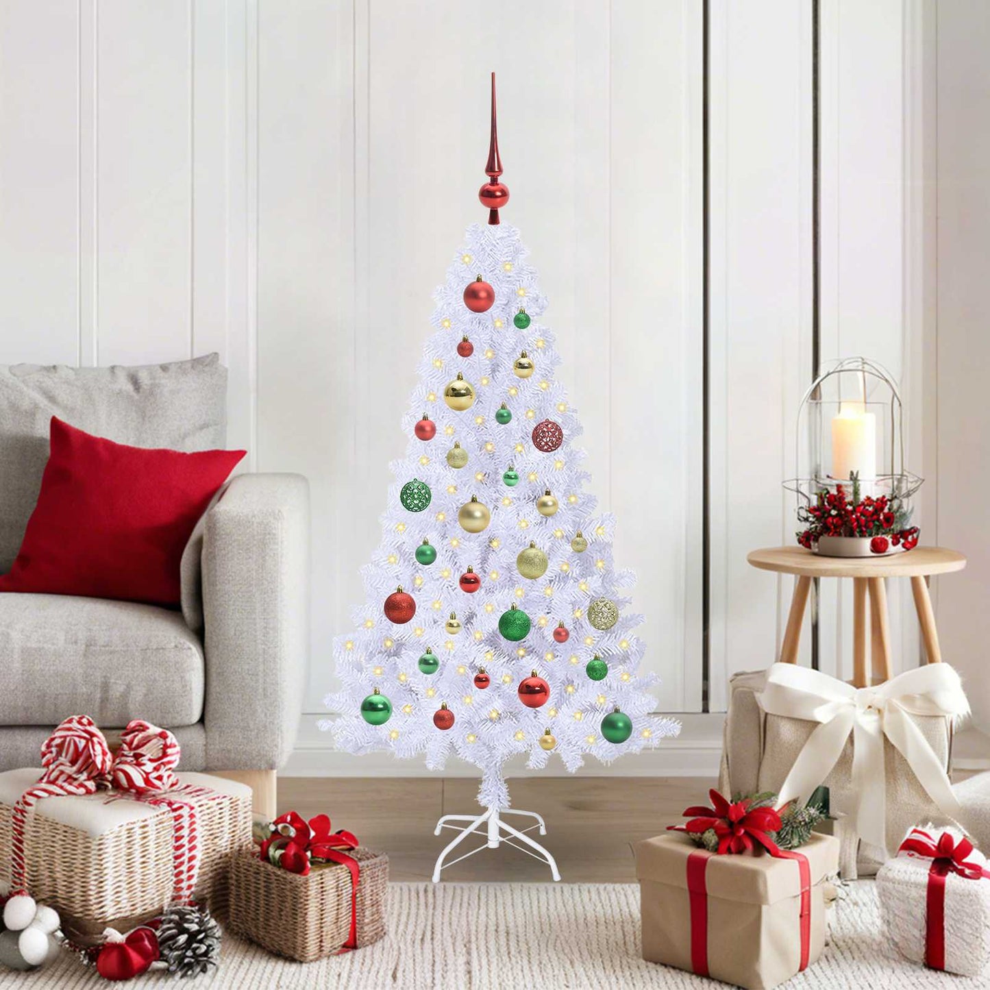 Kunstigt juletræ Hvid 120 cm PVC og Stål
