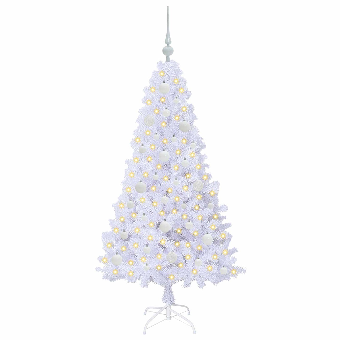 Kunstigt juletræ Hvid 150 cm PVC og Stål