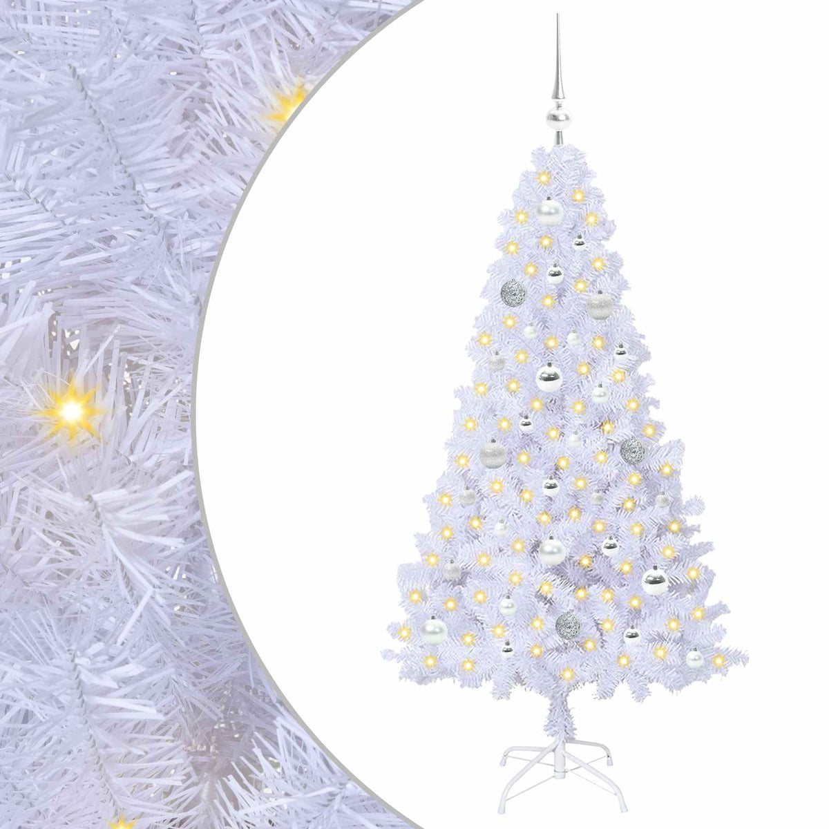 Kunstigt juletræ Hvid 150 cm PVC og Stål