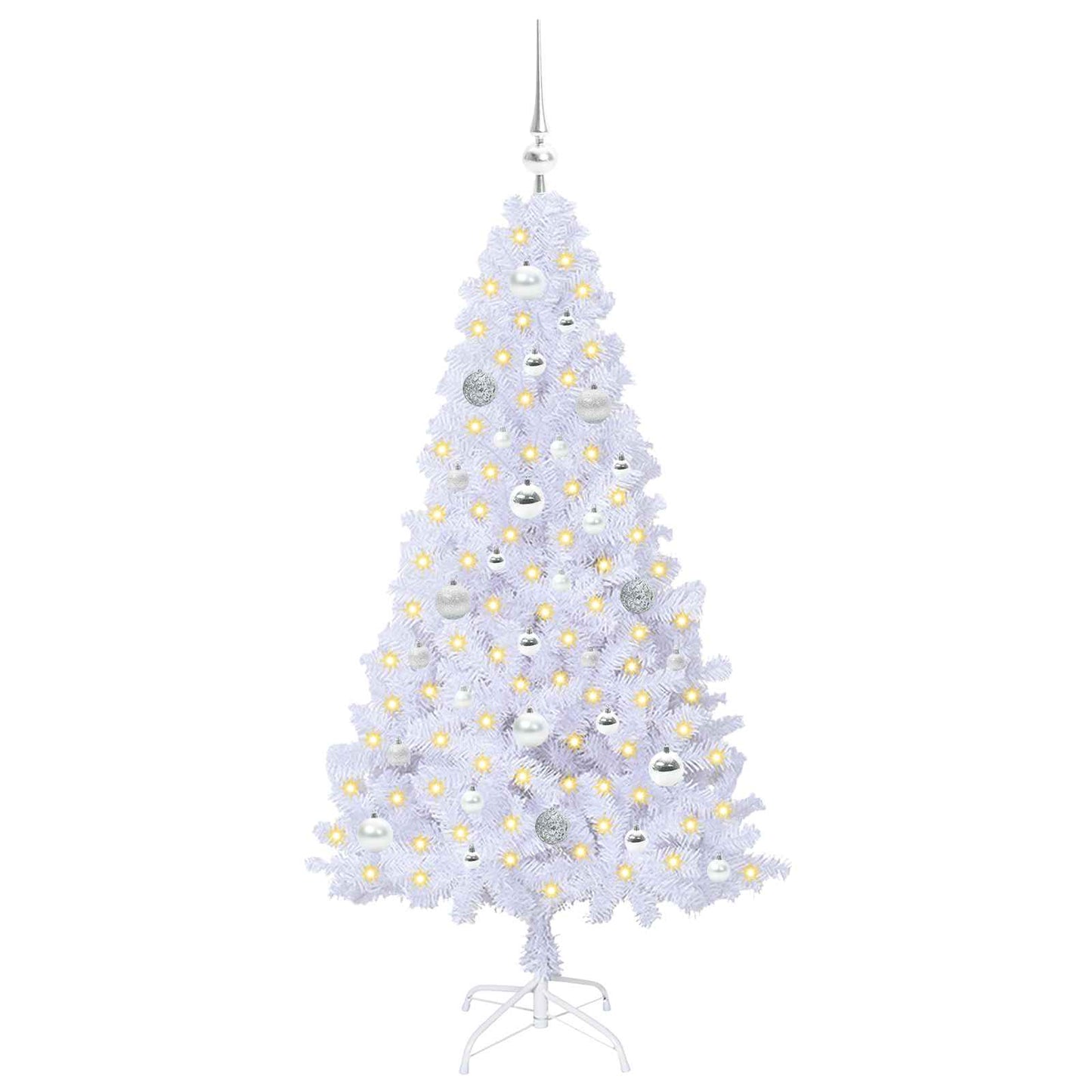 Kunstigt juletræ Hvid 150 cm PVC og Stål