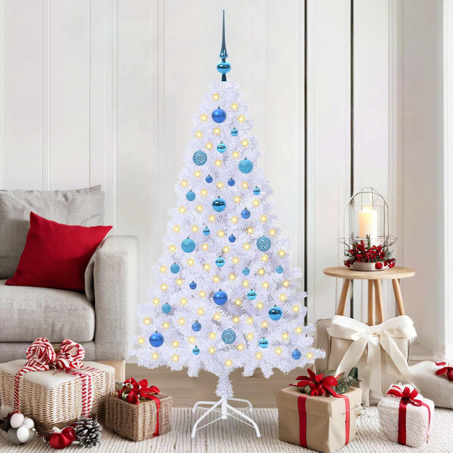 Kunstigt juletræ Hvid 150 cm PVC og Stål