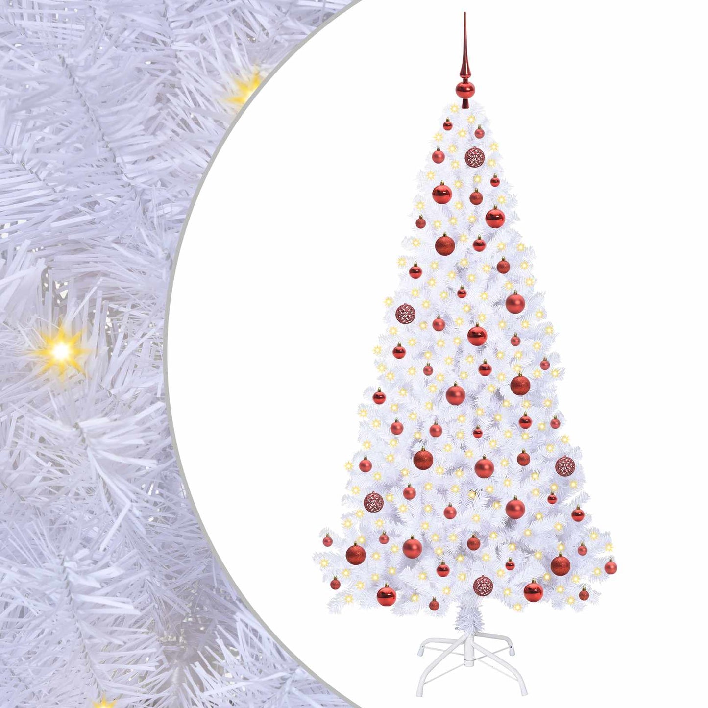 Kunstigt juletræ med 300 LED'er Hvid 180 cm PVC og Stål