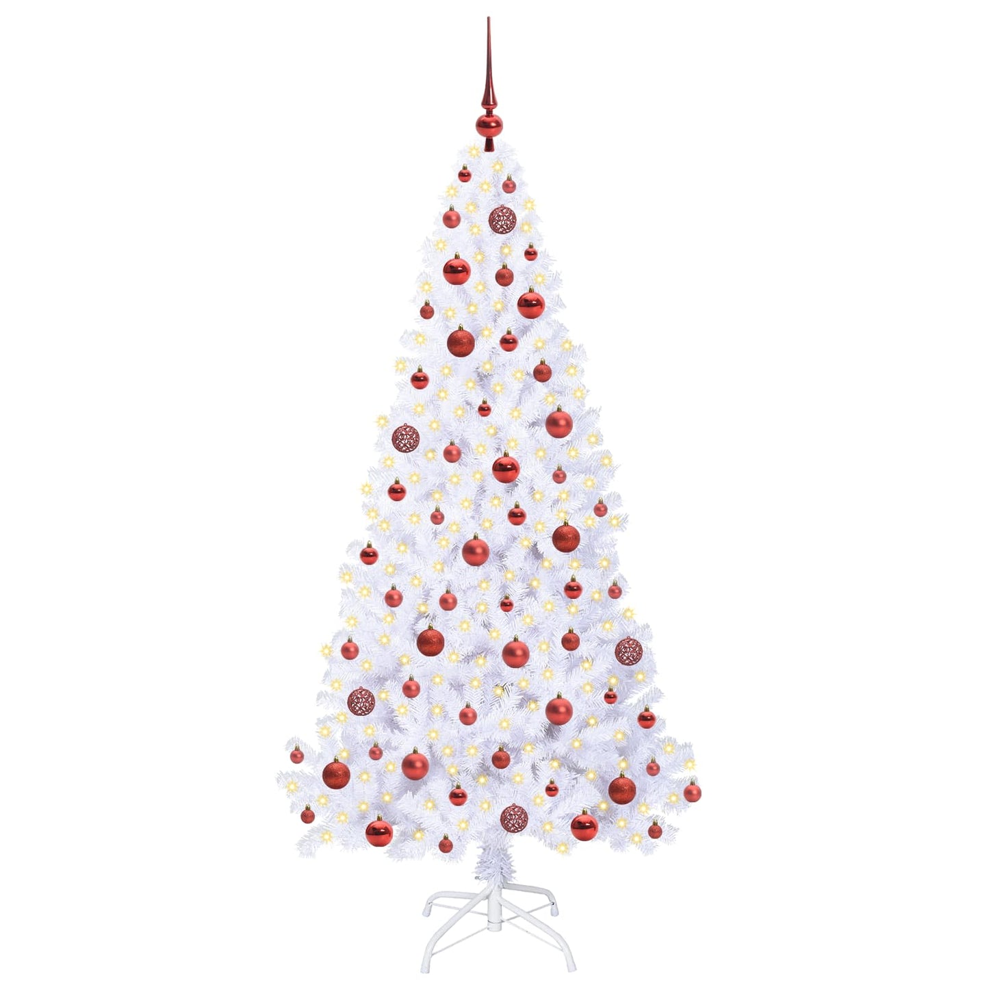 Kunstigt juletræ med 300 LED'er Hvid 180 cm PVC og Stål