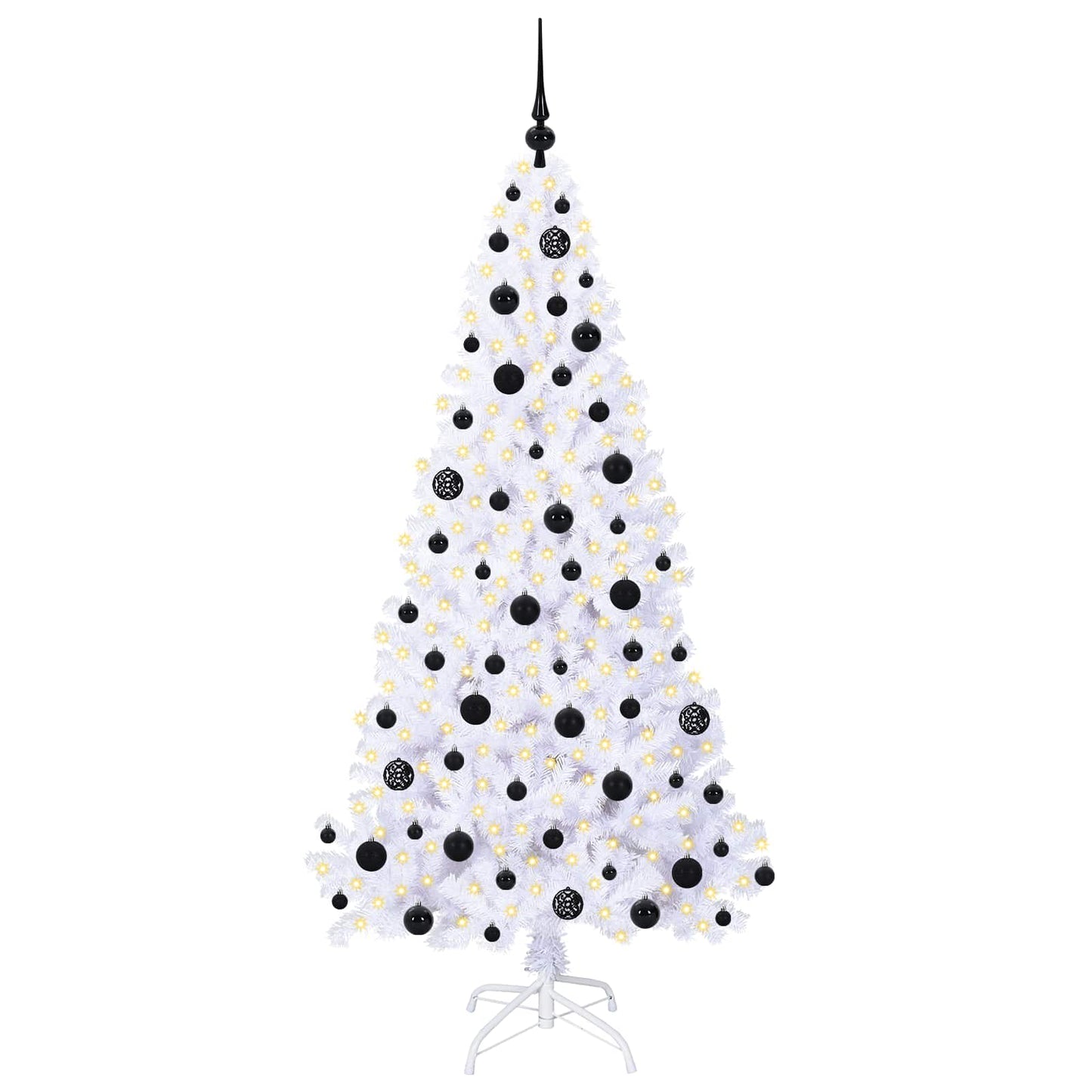 Kunstigt juletræ med 300 LED'er Hvid 180 cm PVC og Stål