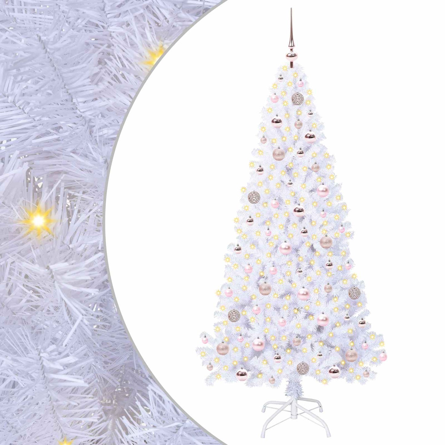 Kunstigt juletræ med 300 LED'er Hvid 180 cm PVC og Stål
