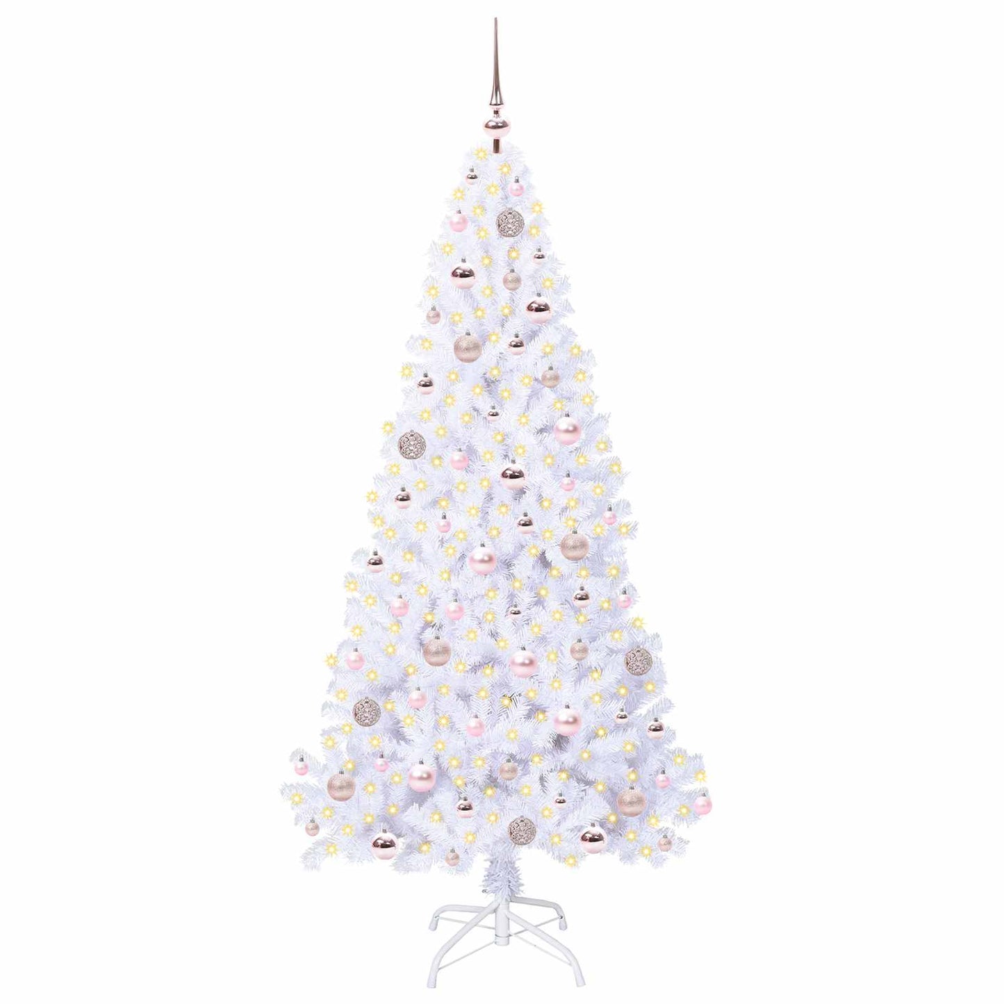 Kunstigt juletræ med 300 LED'er Hvid 180 cm PVC og Stål