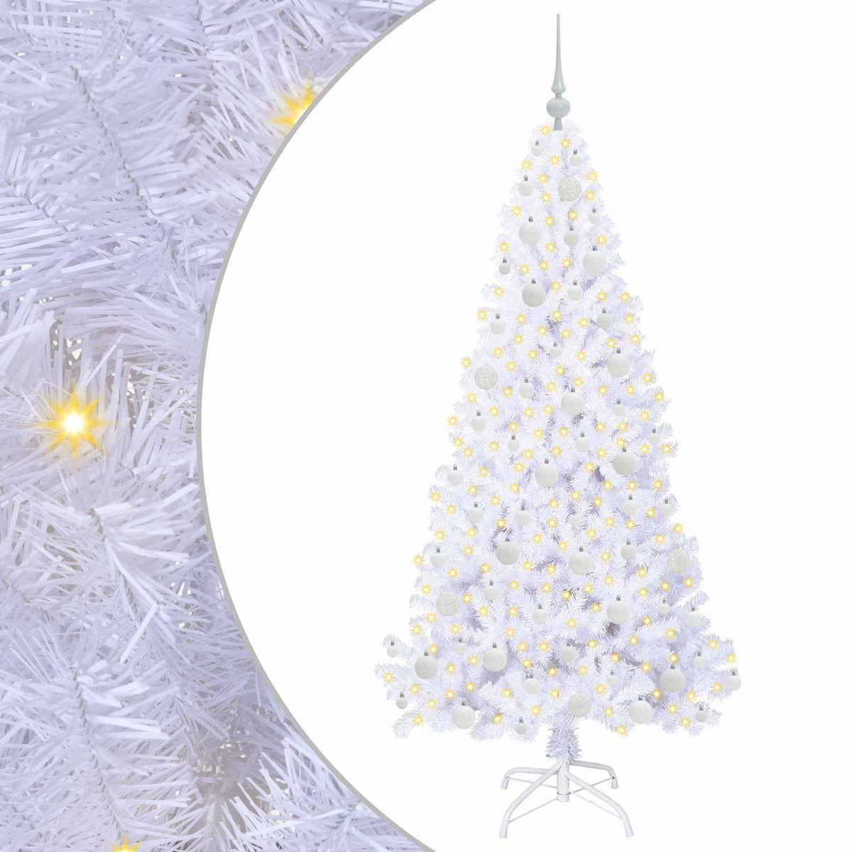 Kunstigt juletræ med 300 LED'er Hvid 180 cm PVC og Stål