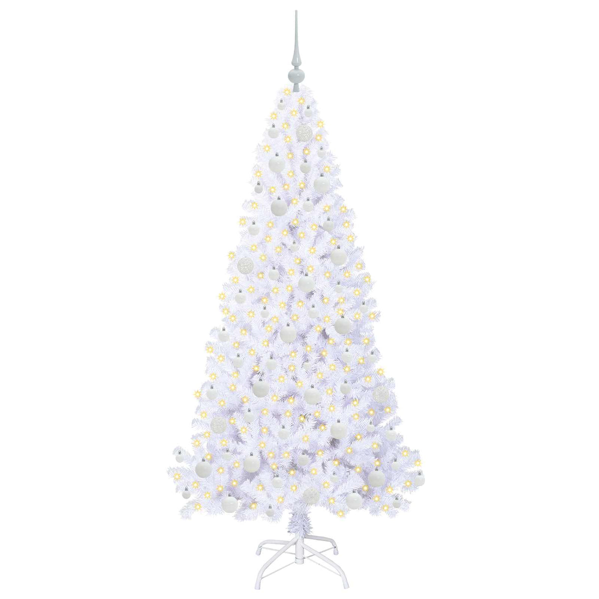 Kunstigt juletræ med 300 LED'er Hvid 180 cm PVC og Stål