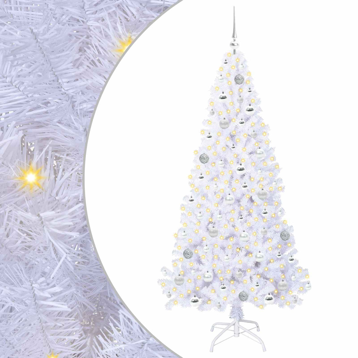 Kunstigt juletræ med 300 LED'er Hvid 180 cm PVC og Stål