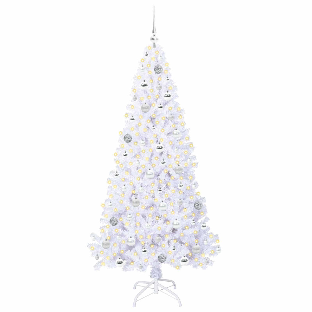 Kunstigt juletræ med 300 LED'er Hvid 180 cm PVC og Stål