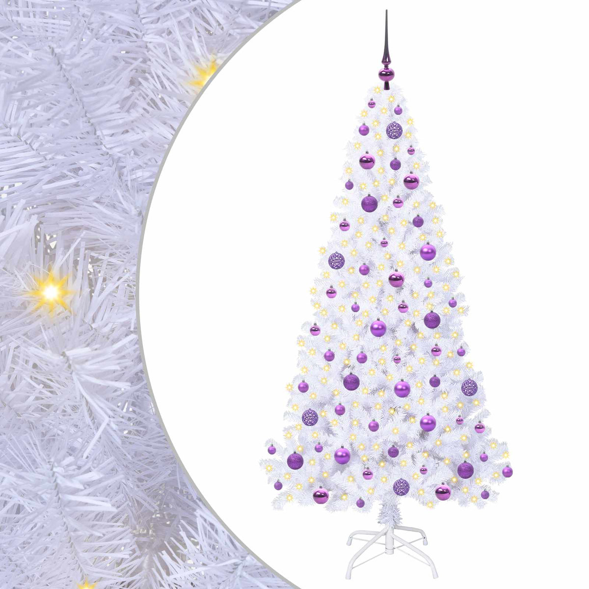 Kunstigt juletræ med 300 LED'er Hvid 180 cm PVC og Stål