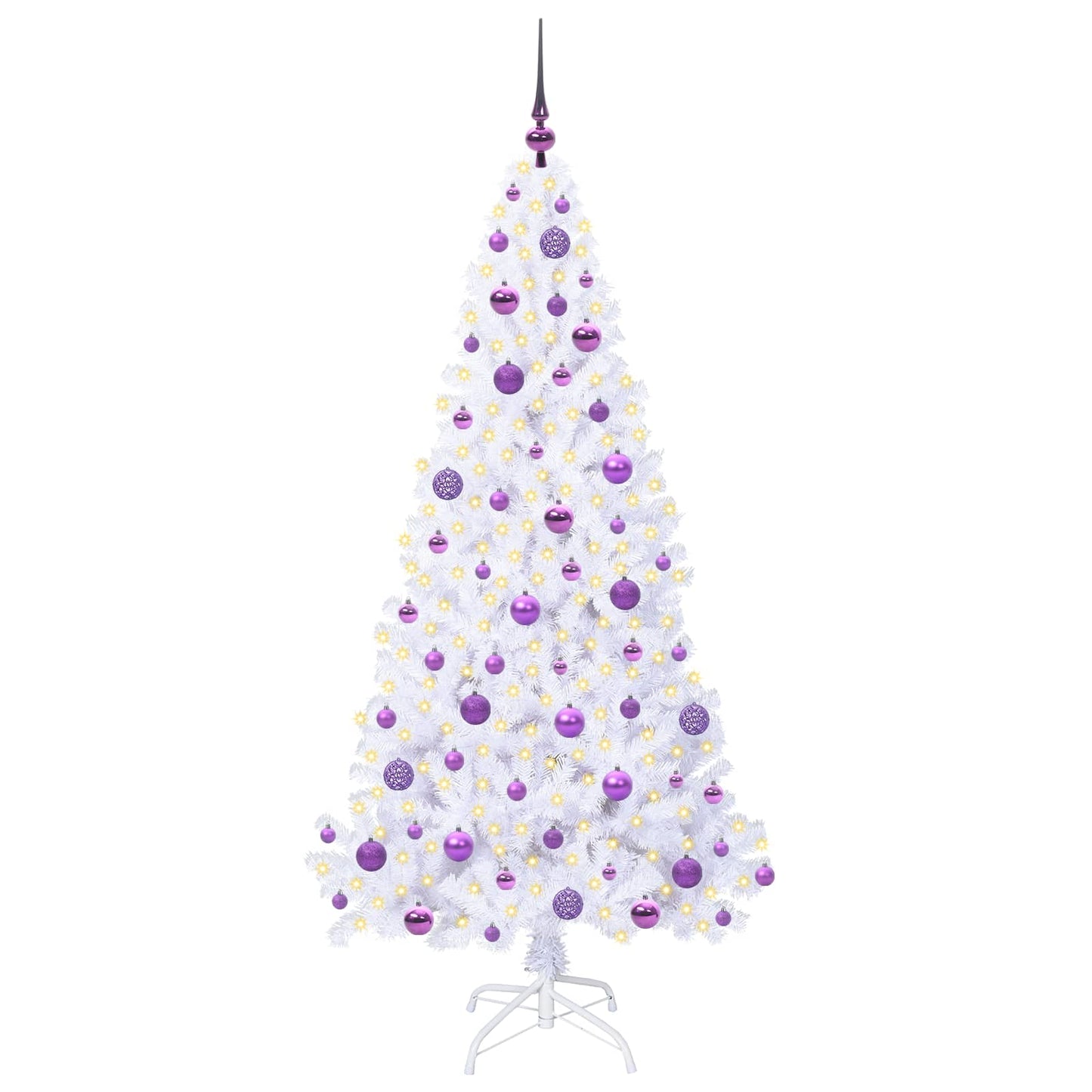 Kunstigt juletræ med 300 LED'er Hvid 180 cm PVC og Stål