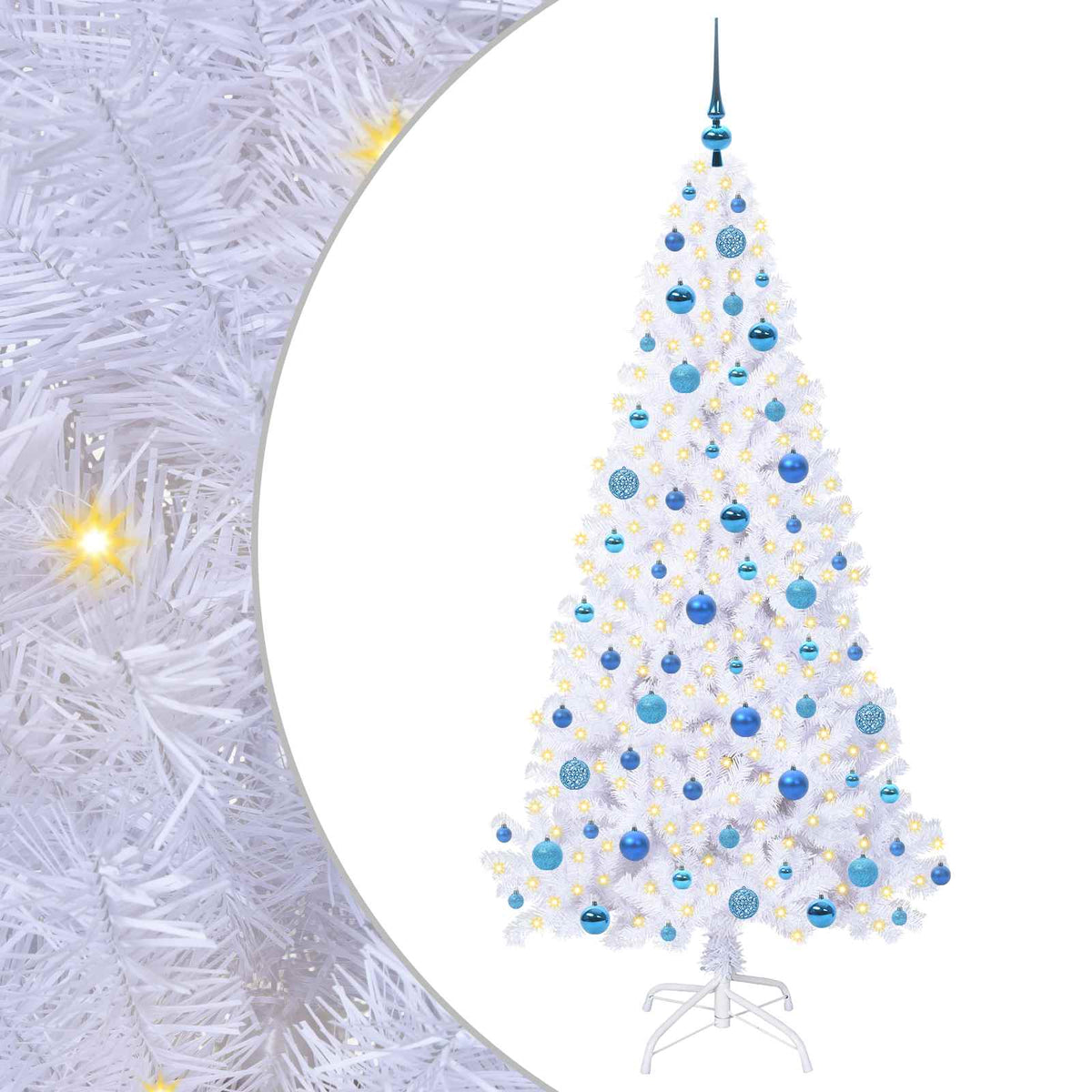 Kunstigt juletræ med 300 LED'er Hvid 180 cm PVC og Stål