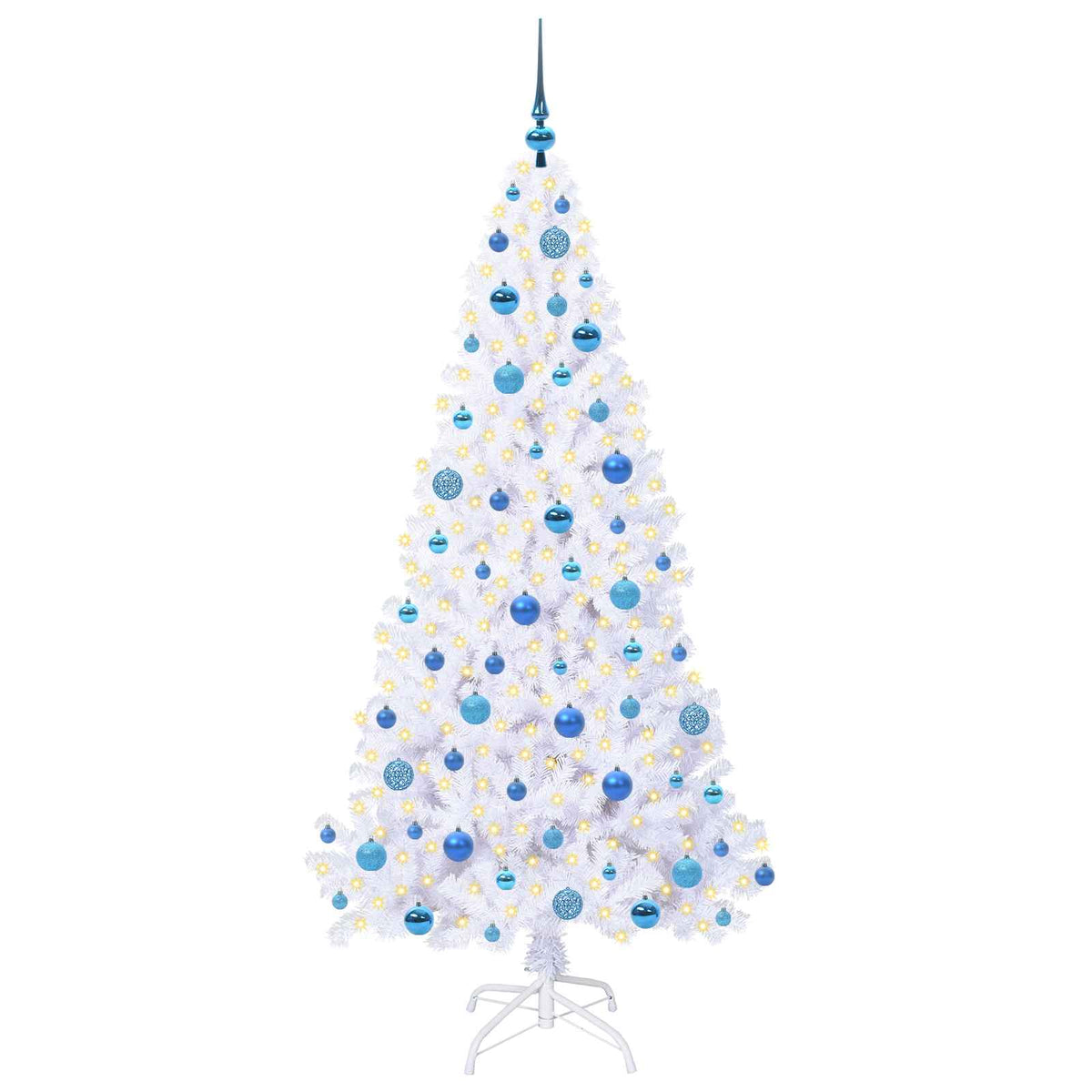 Kunstigt juletræ med 300 LED'er Hvid 180 cm PVC og Stål