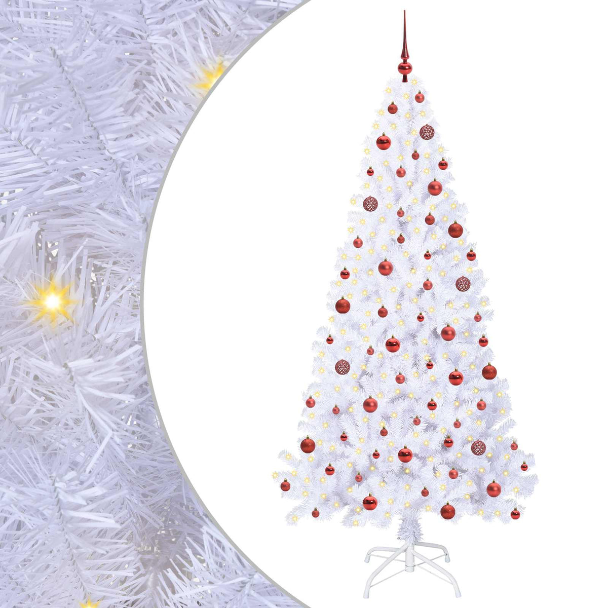 Kunstigt juletræ med 300 LED'er Hvid 210 cm PVC og Stål