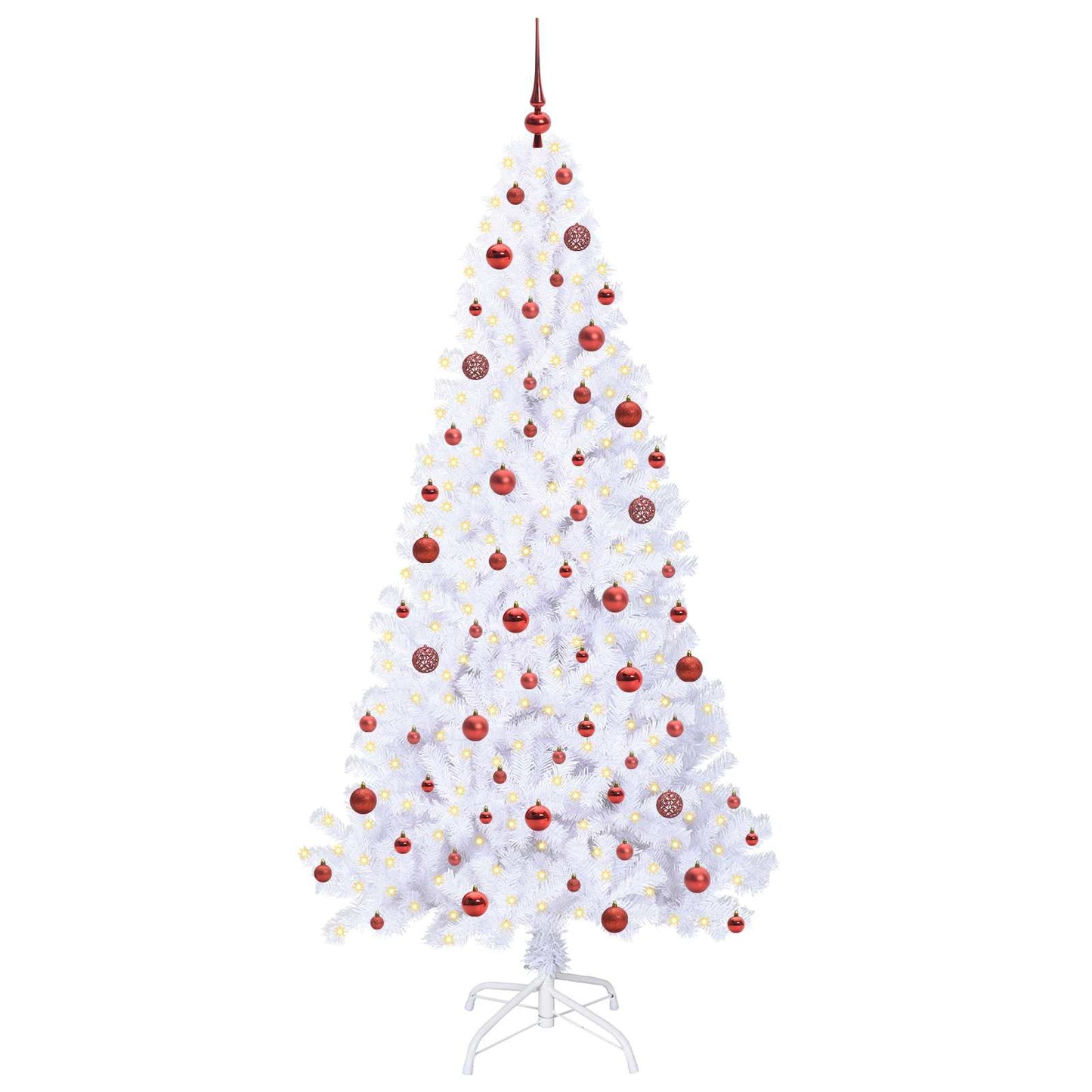 Kunstigt juletræ med 300 LED'er Hvid 210 cm PVC og Stål