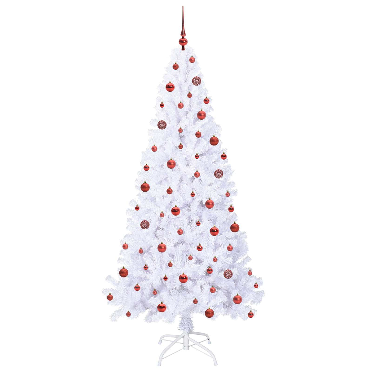 Kunstigt juletræ med 300 LED'er Hvid 210 cm PVC og Stål