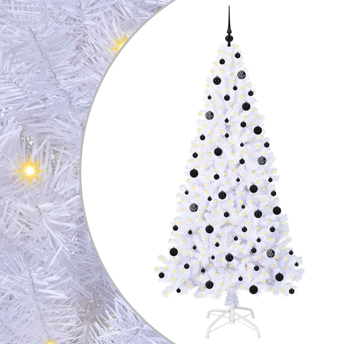 Kunstigt juletræ med 300 LED'er Hvid 210 cm PVC og Stål
